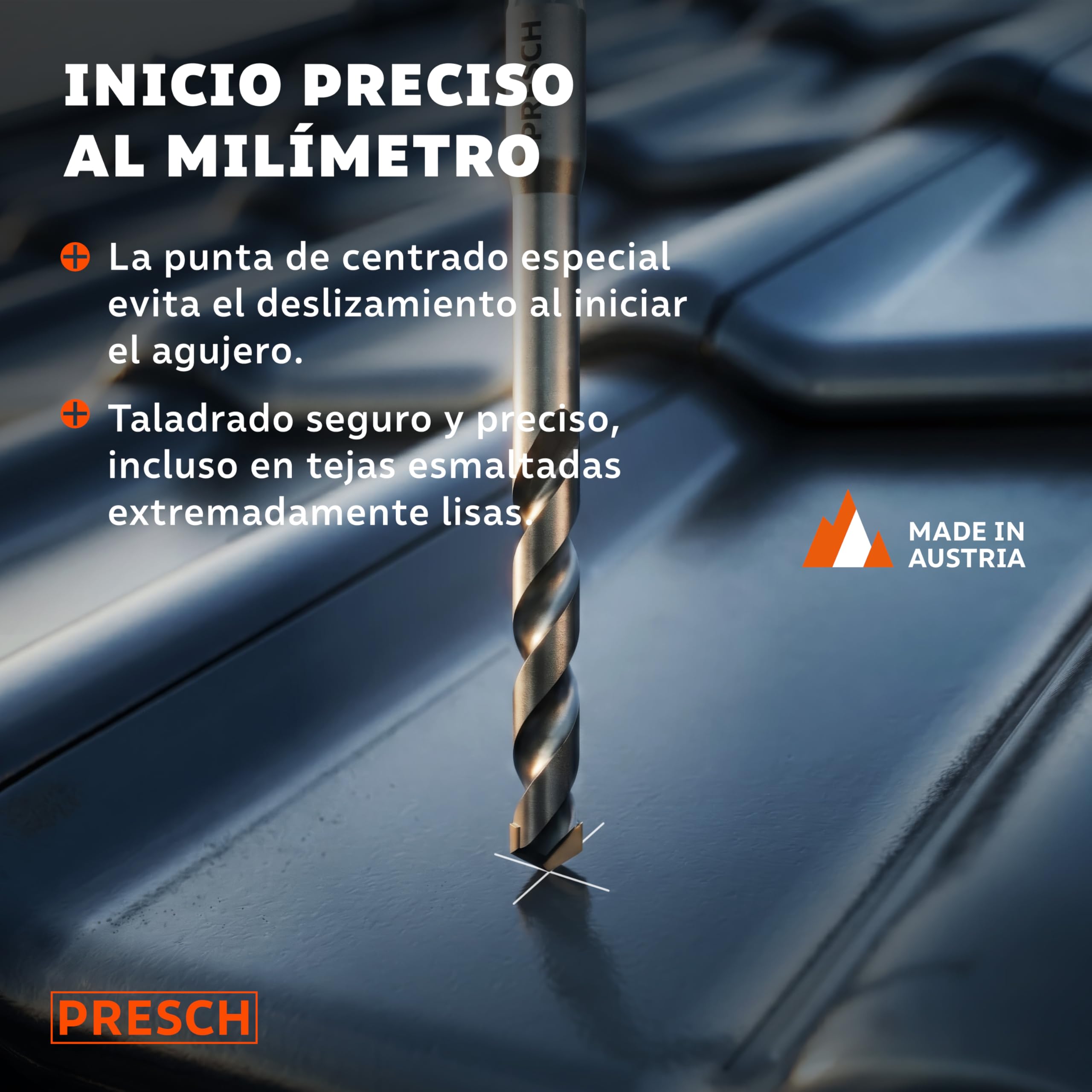 PRESCH Broca para tejas 5mm (10 uds.) – Perforaciones limpias en tejas duras - Broca azulejo con vástago hexagonal y punta de carburo – Juego de brocas para azulejos, cerámica, piedra y granito