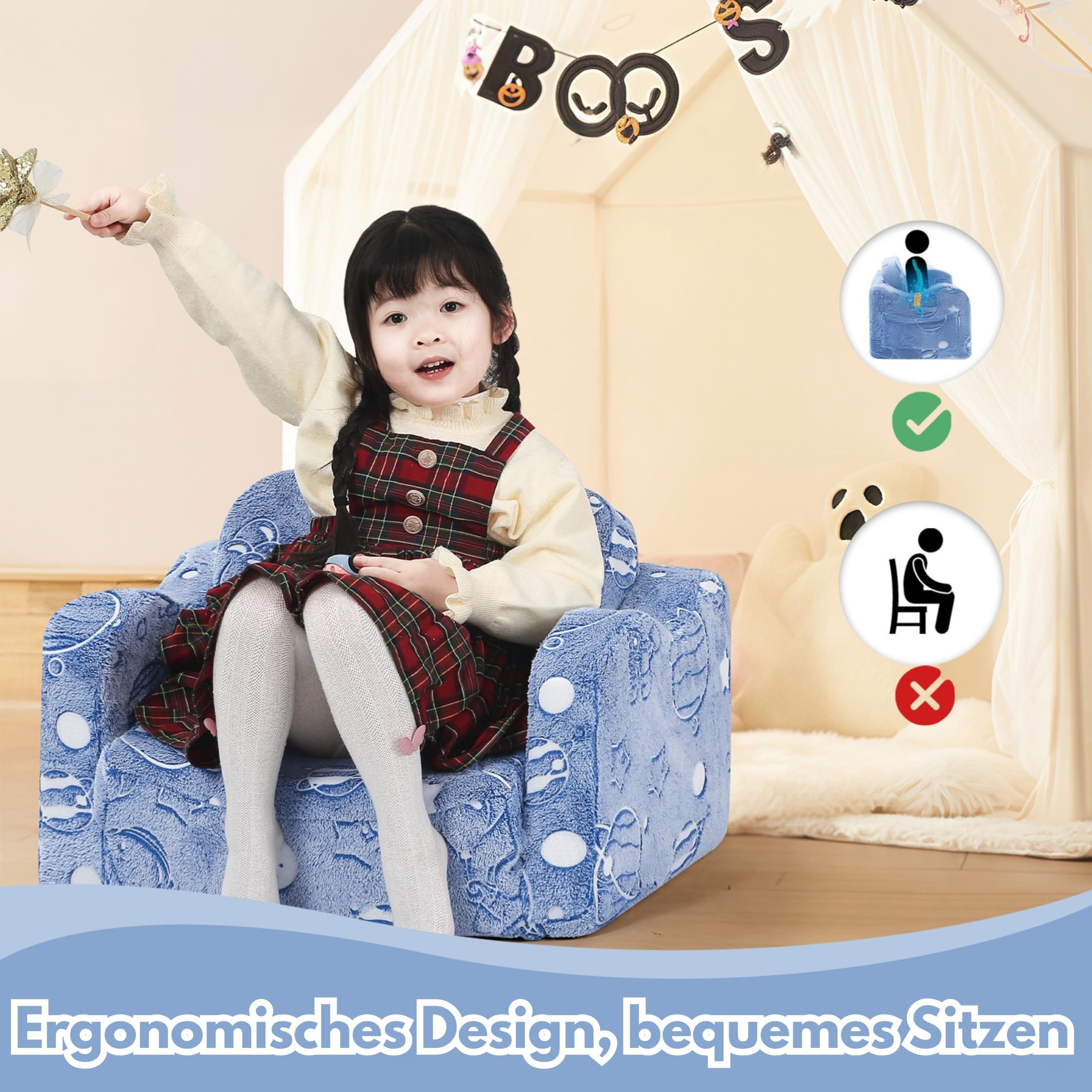 MeMoreCool Canapé Pliable Pour Enfants De 1 à 3 Ans, Canapé