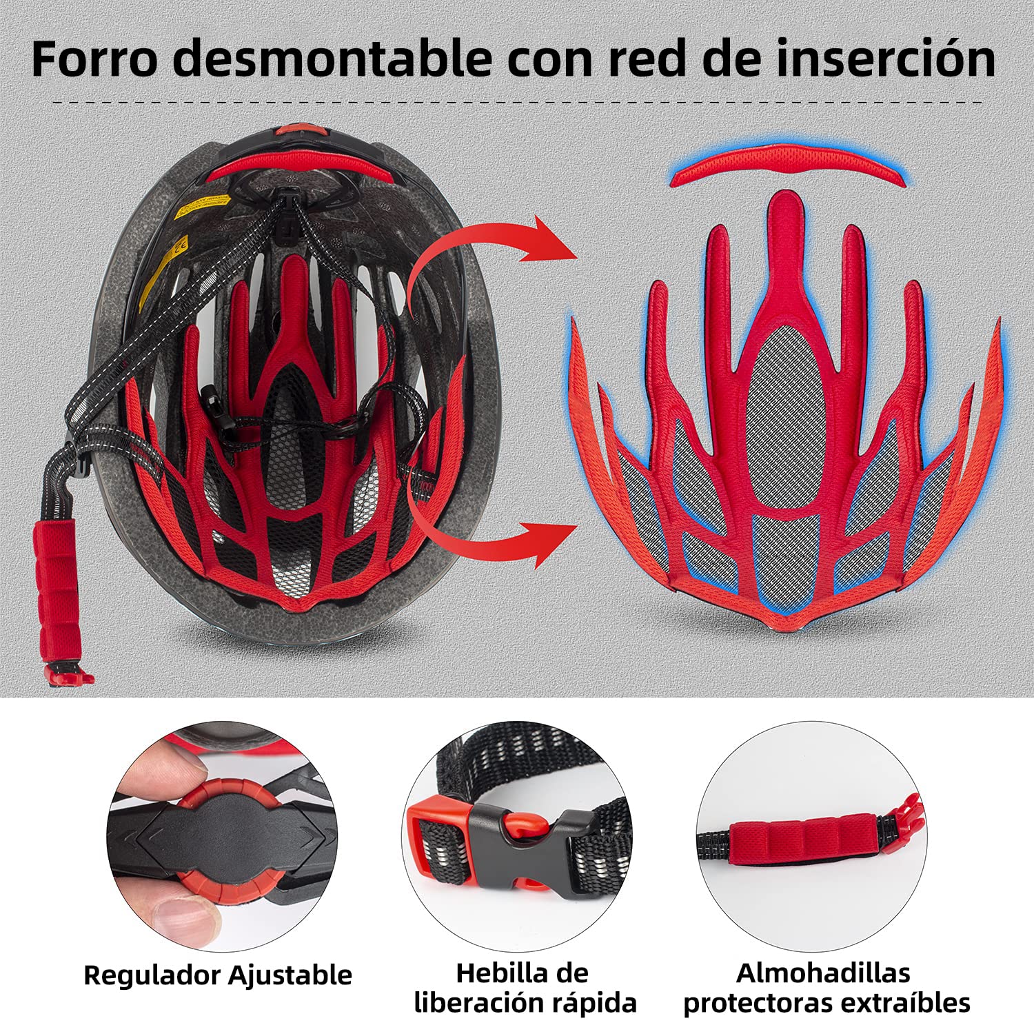 Shinmax Casco Bicicleta Adulto con Luz Casco MTB con Visera Magnética Desmontable Gafas Ajustable Seguridad de Protección para Montaña Casco Ciclismo Ultraligero Casco Bici Unisex Hombre Mujer NR-096