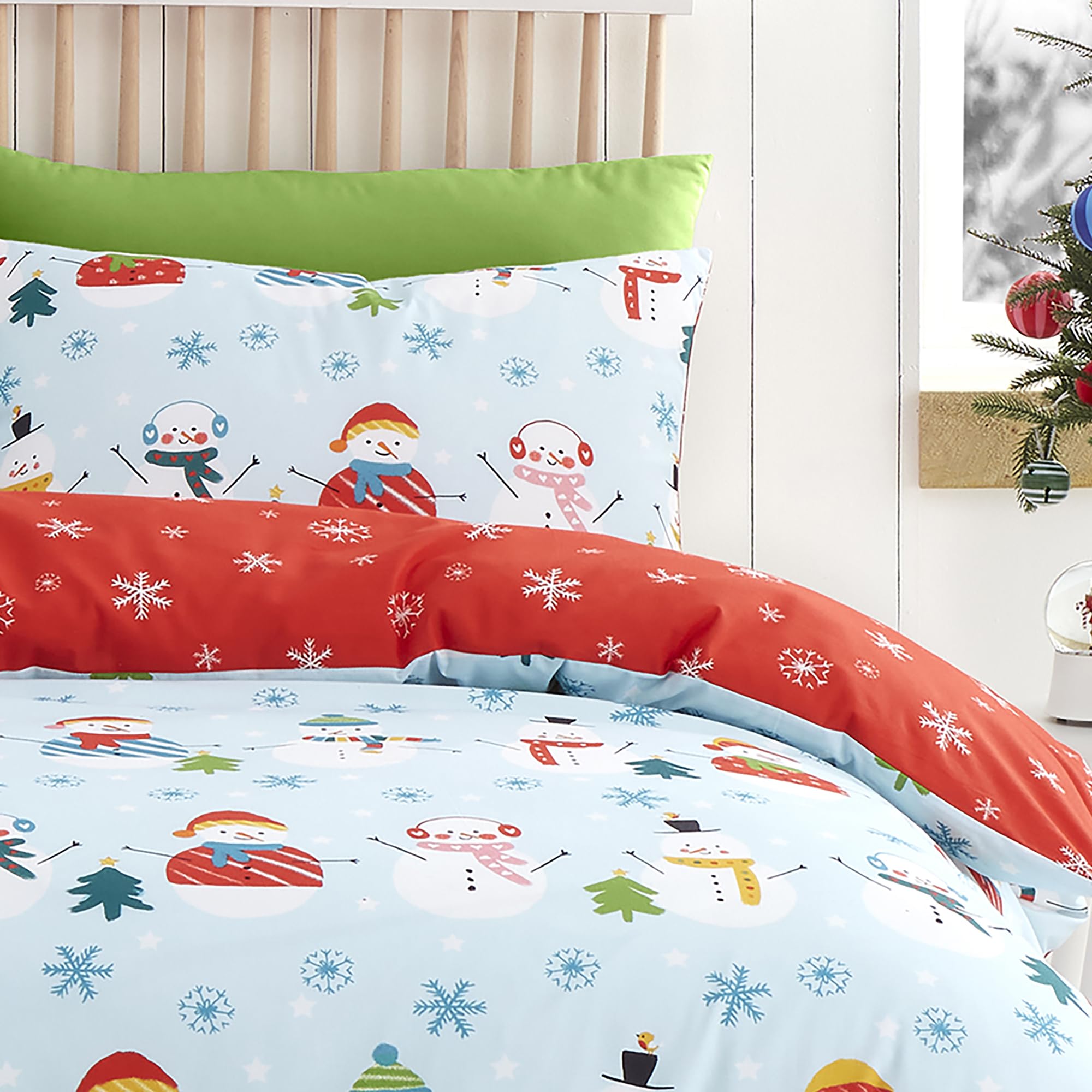 Funda nórdica navideña con copos de nieve, árboles de Navidad, funda de edredón para decoración