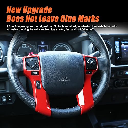 Miniatura 6 de Calcomanías para volante de coche, ABS, accesorios para Toyota Tacoma 2014-2020 Tundra 4Runner 2010-2019 4Runner 4WD N280 2014-2019 (rojo,