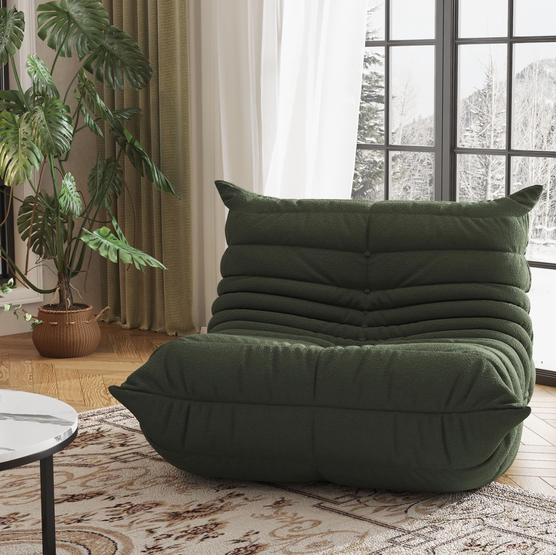 Large Bean Bag Chair for Adult Teen, Comfy Fireside Accent Chairs Couch Futon Floor Sofa Boneless Lazy BeanBag Chaise Lounge for Living Room Bedroom