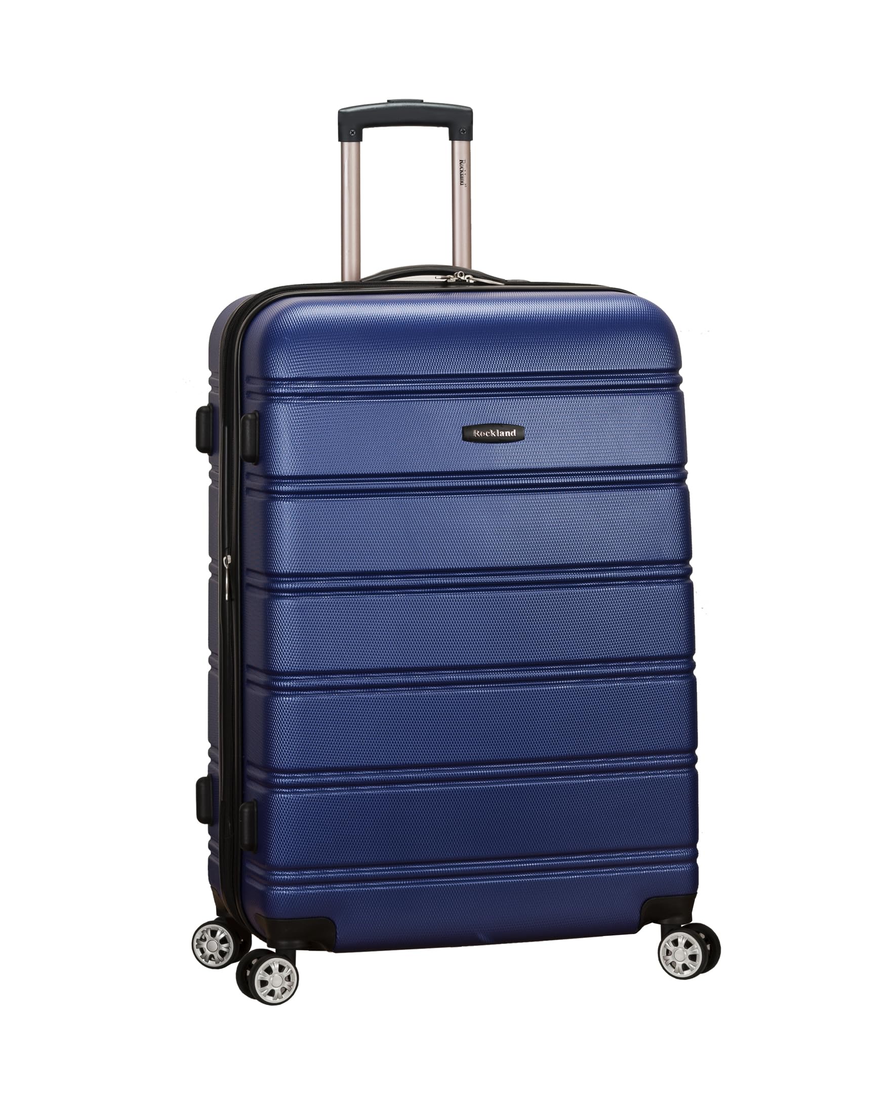 Rockland Melbourne Hardside Expandable Spinner Wheel Luggage, Blue, Checked Large 28"