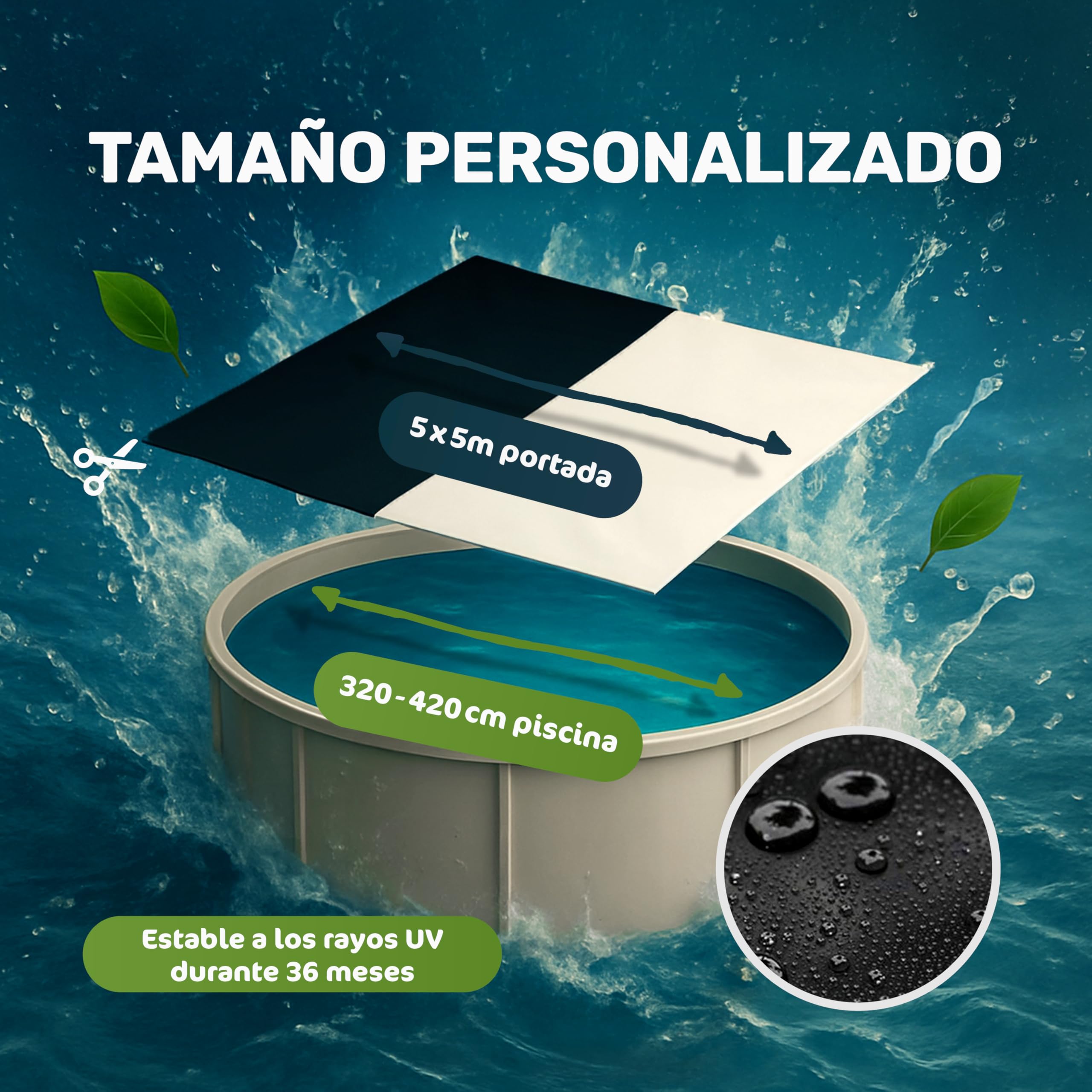 Cubierta para Piscina Ø320-420 cm | Kit EasyFlex con Lona 5x5 m