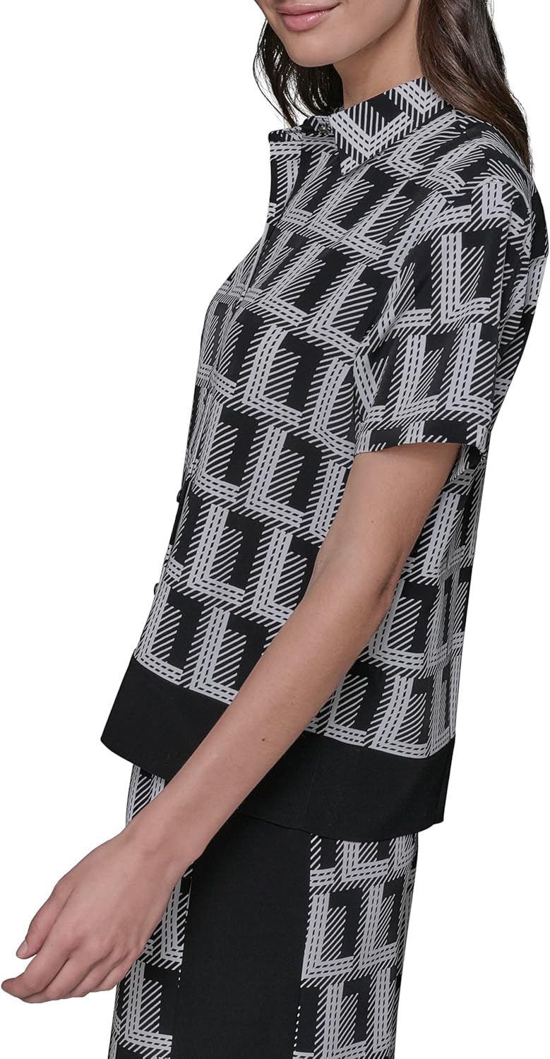 Karl Lagerfeld Womens Multi Collared Essential Camp Shirt Buttom Down - Image 3
