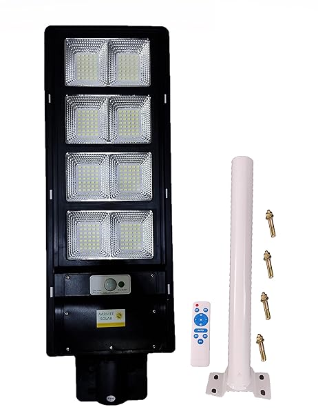 Aarmee Solar Street Light 120 Watt Led Chips with 20 watt Brightness All in One Automatic with Motion Sensor and IP65 Waterproof for Outdoor Use - Black