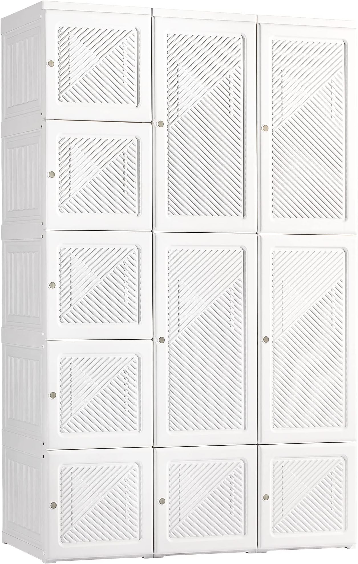 HOMCOM Portable Wardrobe Closet, Folding Clothes Storage Organizer with 8 Cube Compartments, 2 Hanging Rods, 11 Magnet Doors, White