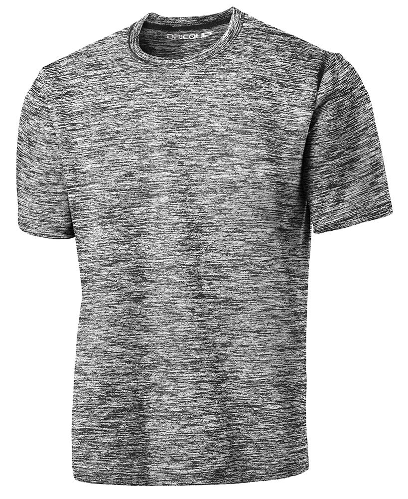 Joe's USA DRI Equip Electric Heather Moisture Wicking T-Shirt, Black White Large