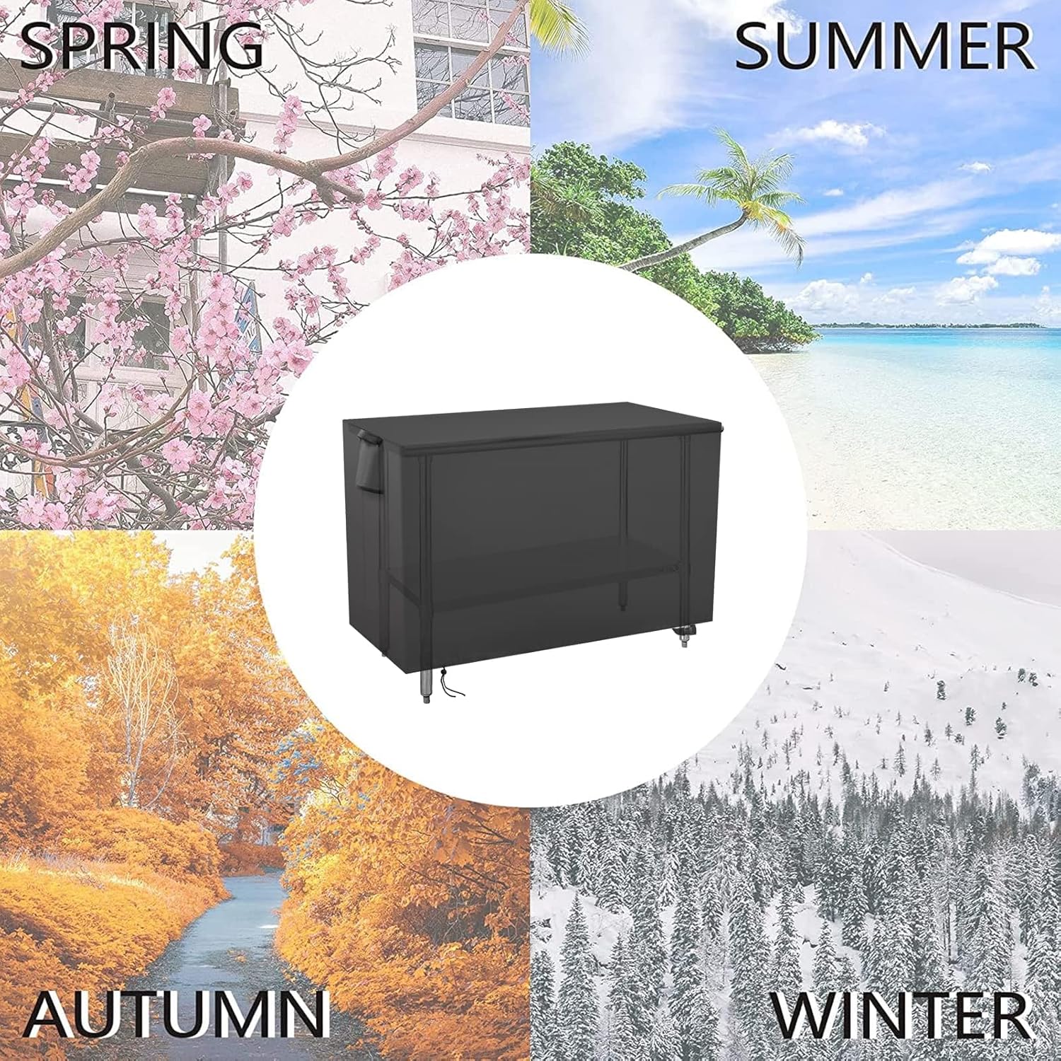 Outdoor Prep Table Cover 54 Inch,Waterproof Patio Outdoor Stainless Steel Metal Grill BBQ Table Cart Cover Dustproof Windproof All Season Pretection for Outdoor Table - 54 x 27 x 34 Inch