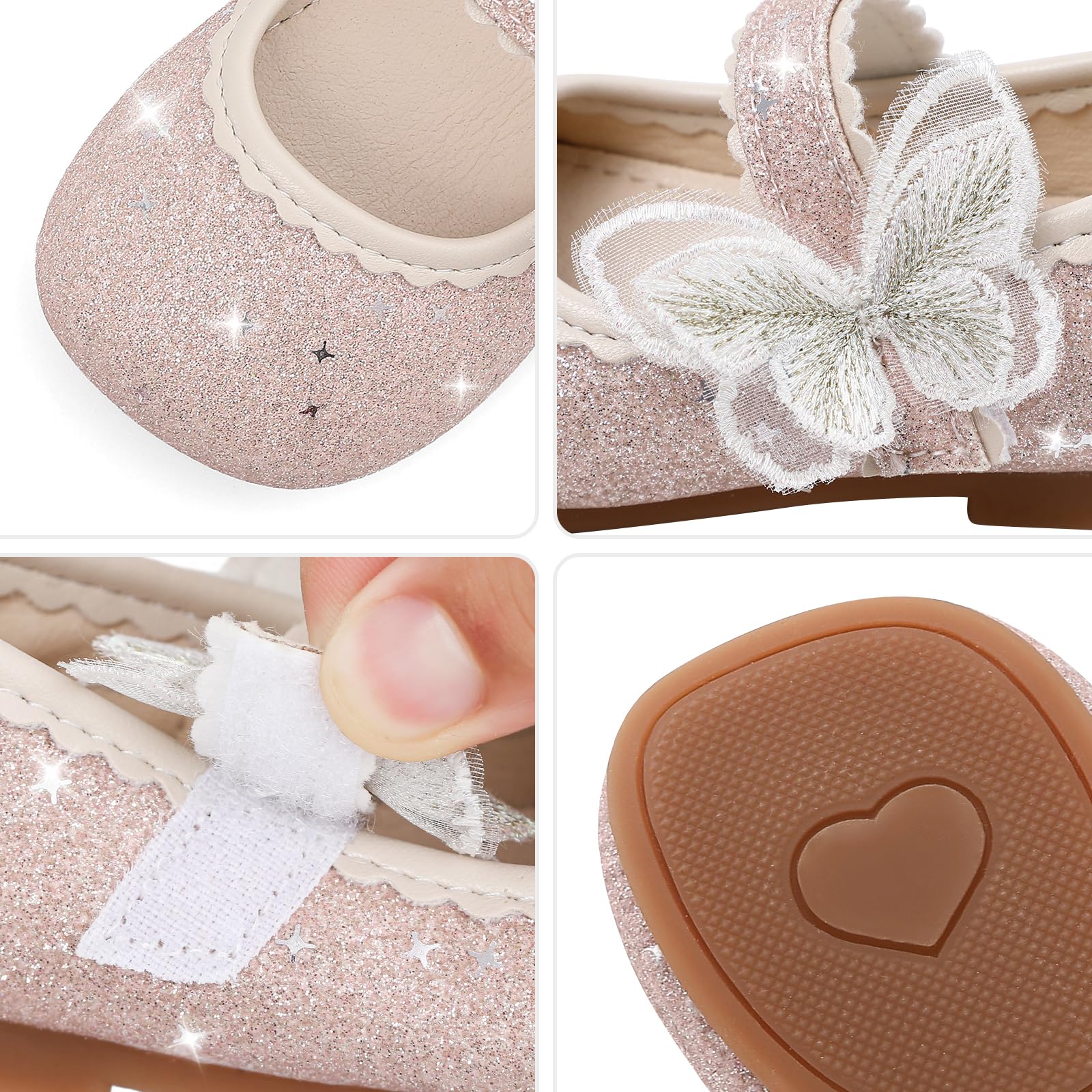 MK MATT KEELY Ballerines Fille Chaussure Princesse Glitter Enfant avec Papillon Chaussure Mary Jane Plates