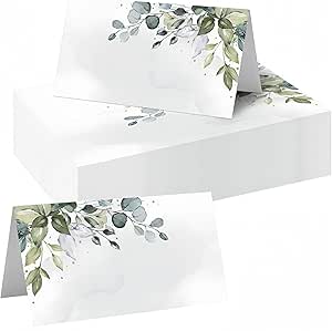 50 Pack Place Cards for Table Setting, WizeFolk Blank Fillable Banquet Seat Card, Escort Cards, Name Cards, Wedding Place Cards for Wedding, Table, Dinner Parties, Seating Cards