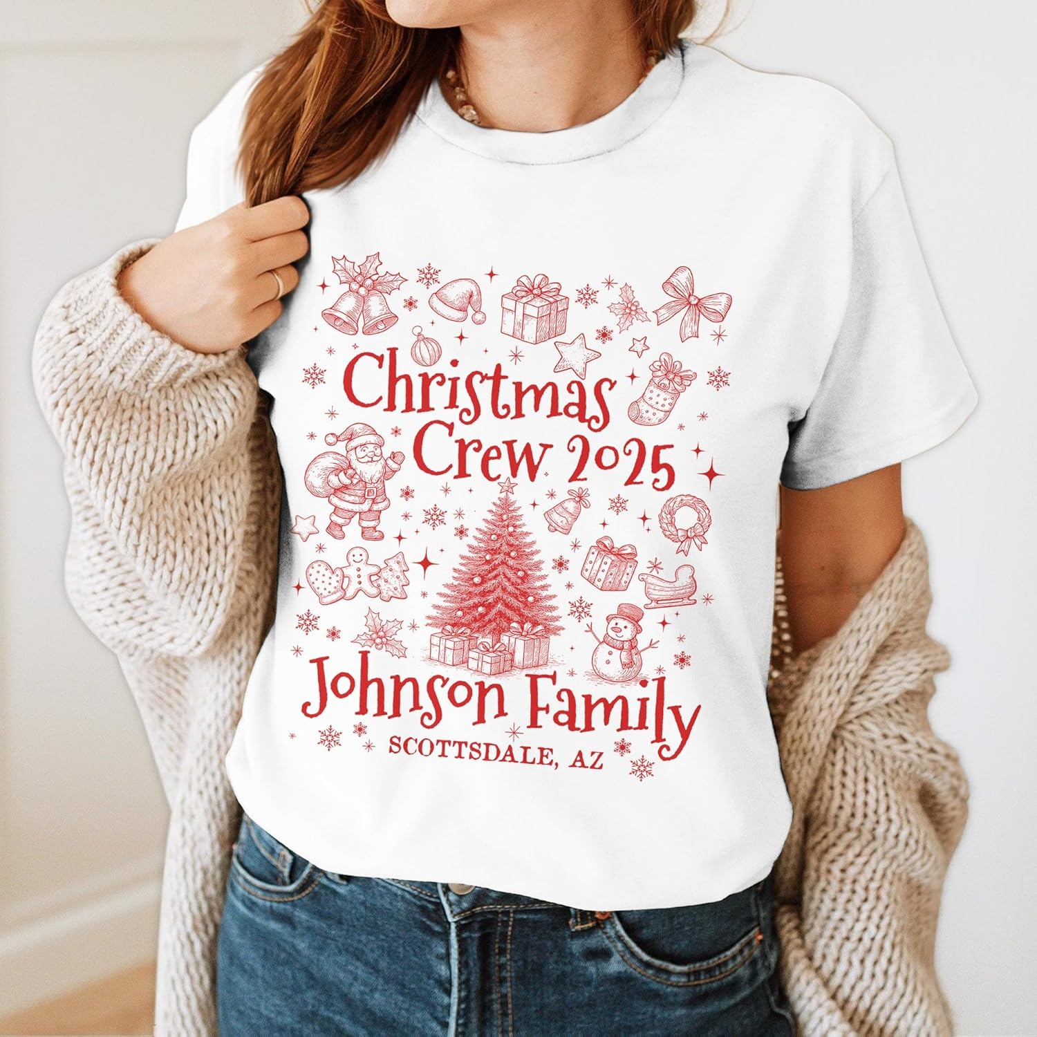 Matching Family Christmas Shirts 2025 - Custom Christmas Crew Shirt Women - Customized Group Xmas Tshirt Men - Image 3