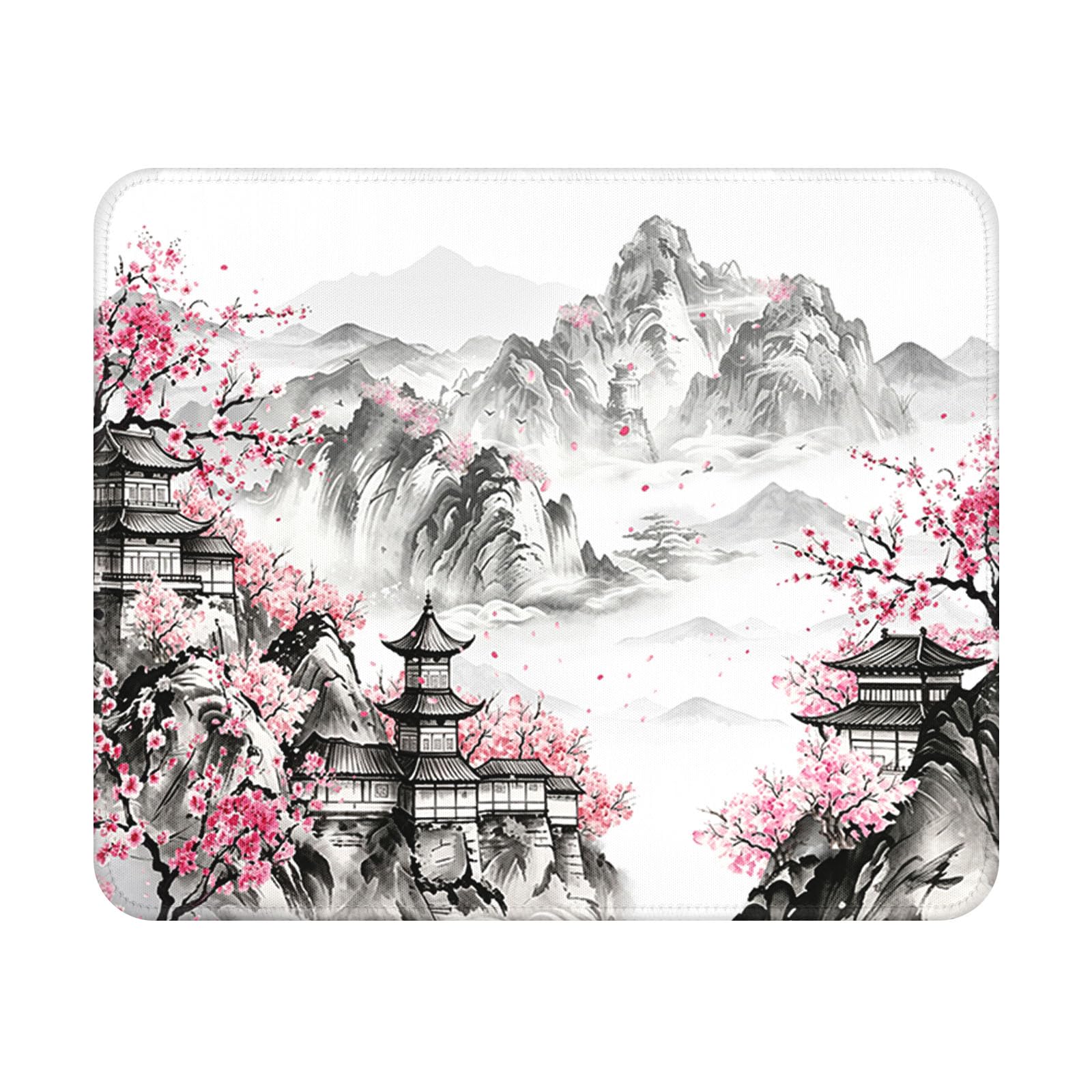 Japanese Cherry Blossom Mouse Pad 9.5x7.9 Inch with Anti-Slip Rubber Base
