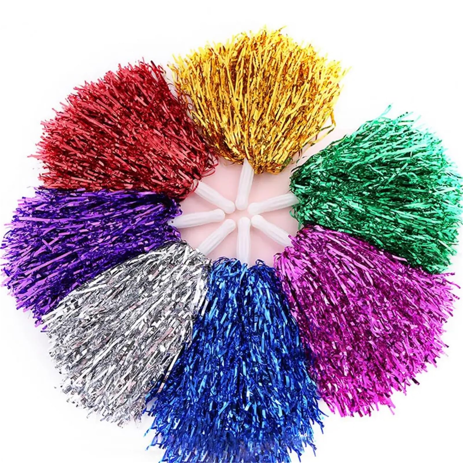 Lot de 40 pompons de pom-pom girl métalliques avec poignée antidérapante - Pompons de pom-pom girl - Pour événements sportifs, danses - Doré