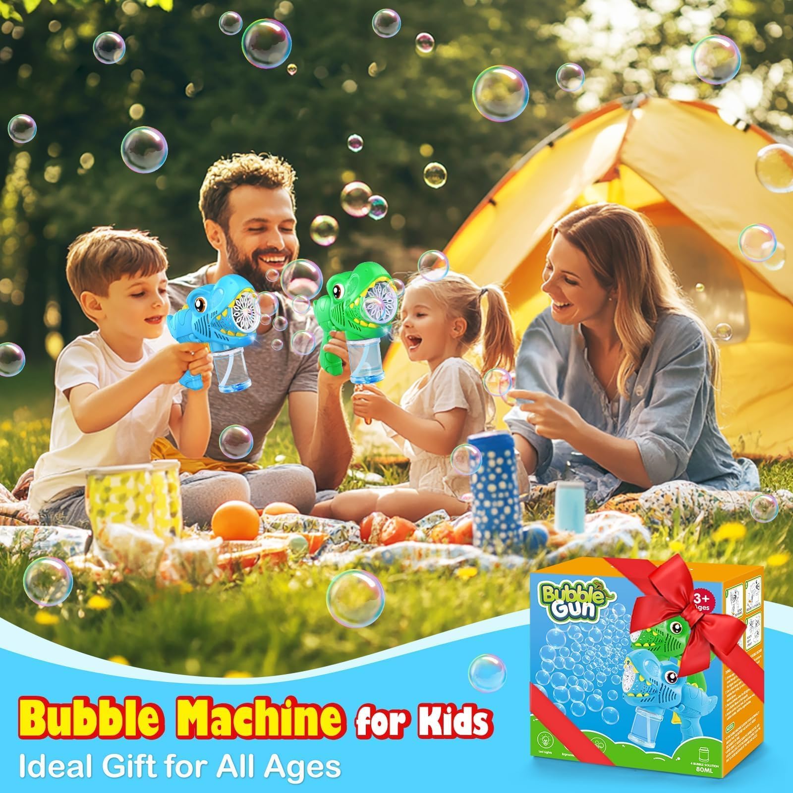 Yunaking Dino Bubble Gun - 2 Pack Kids Toys -5 Yunaking Dino Bubble Gun - 2 Pack Kids Toys -5