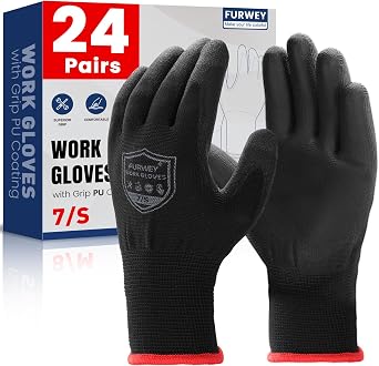 FURWEY Safety Work Gloves-16/32Pairs, Micro Foam Nitrile Coated Glove,Seamless Knit Nylon Gloves for Men WomenS-XL