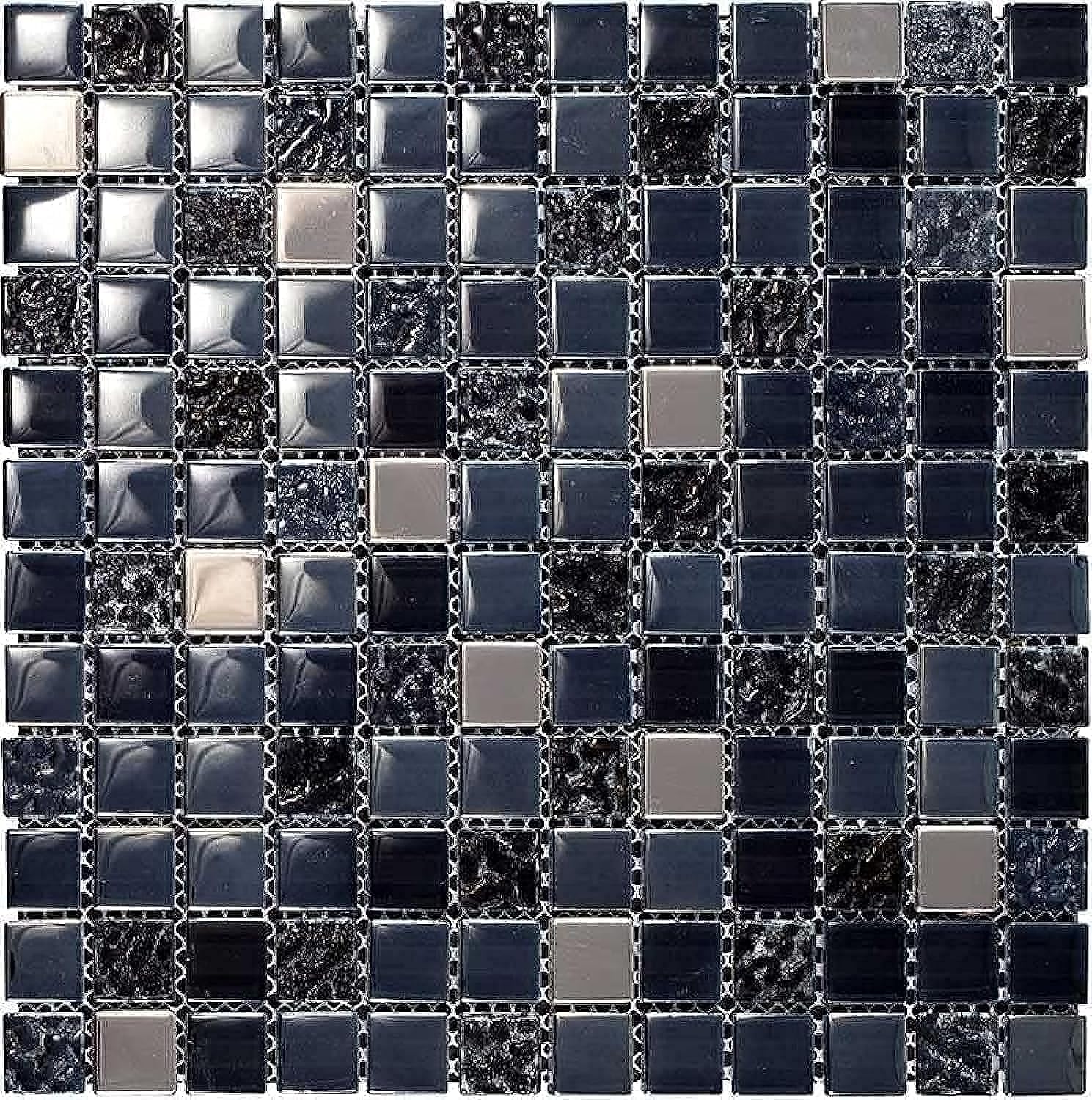 BOXER Samarkand Glass Mosaic Tile with Glossy Tiles Ideal for Kitchen and Bathroom