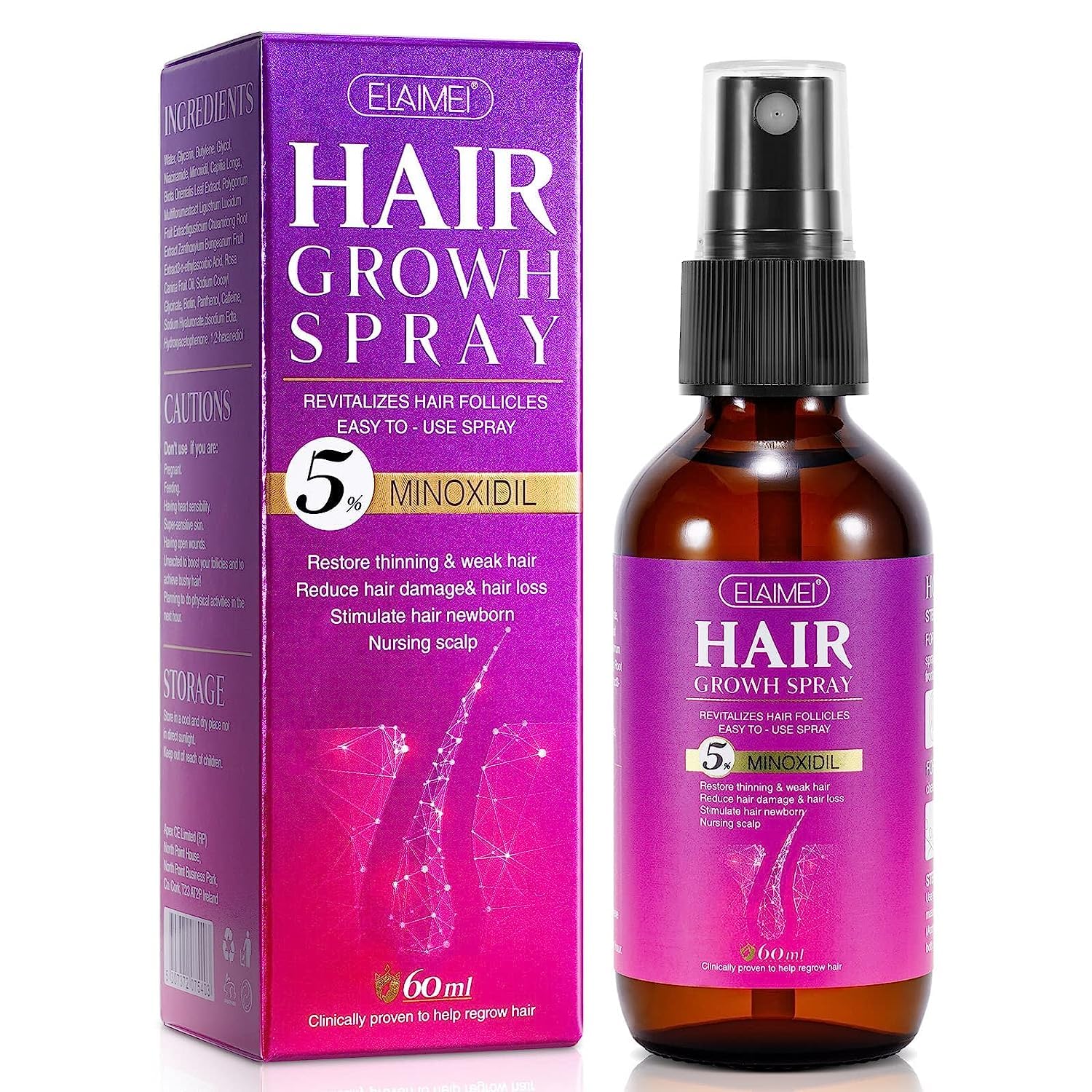 Hair Growth Spray with Biotin - Safe Treatment for Hair Loss and Thinning - Promotes Healthy Hair Growth for Men and Women - Thickens and Strengthens for Hair Regrowth (60ml, Unscented)