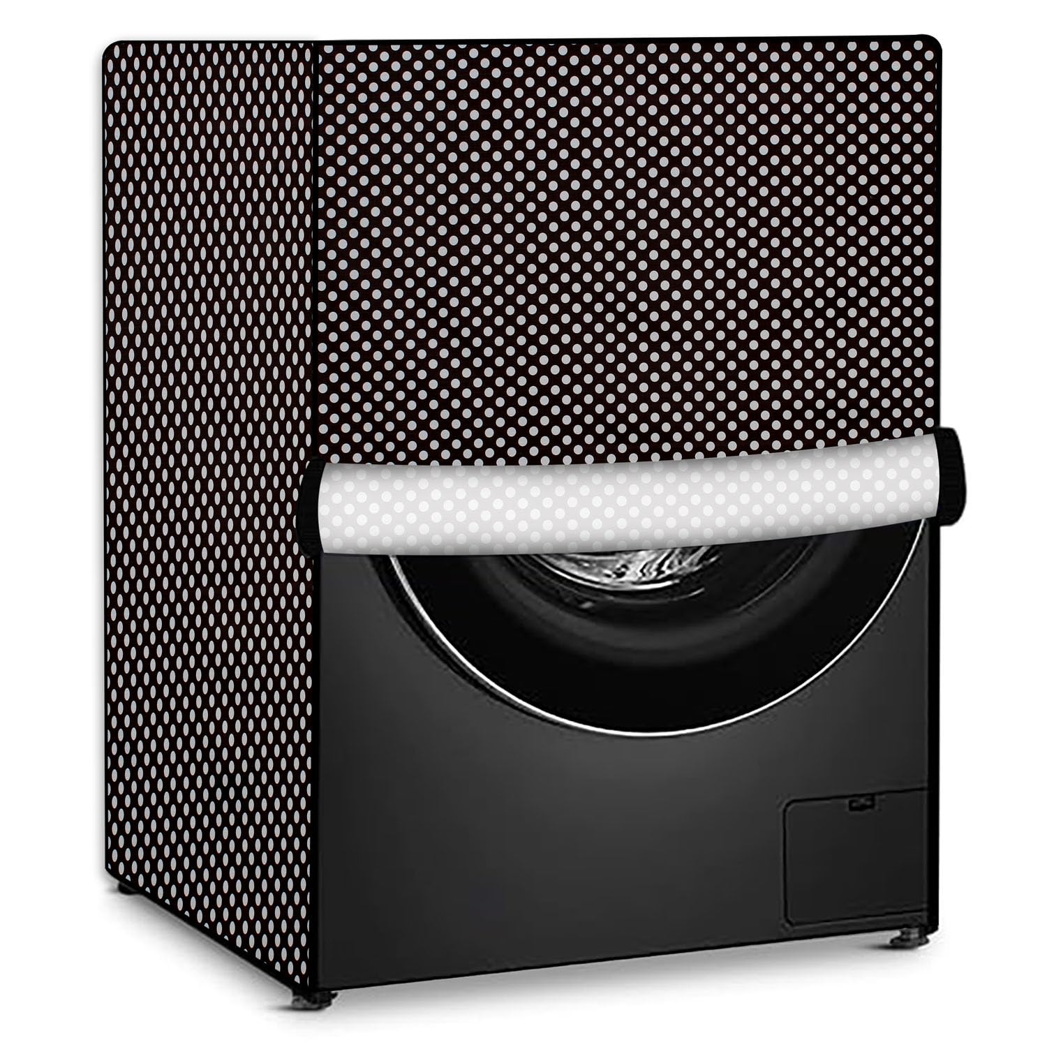 Stylista Waterproof Front Load Washing Machine Cover Compatible for LG 5.5 kg, 6 kg & 6.5 kg Polka dot Pattern Grey