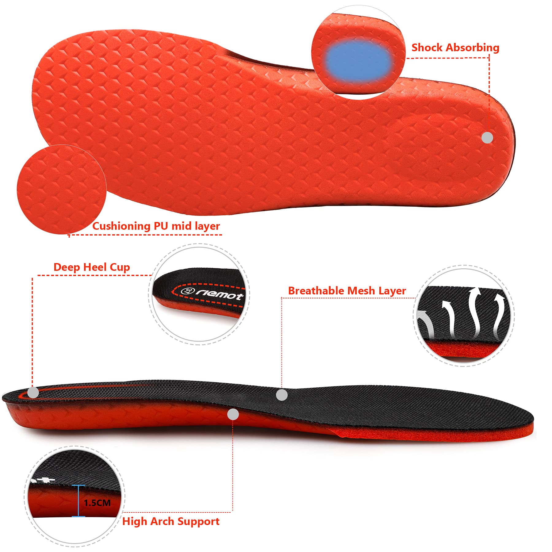 Besuche den riemot- riemot Memory Foam Einlegesohlen für Damen und Herren – Bequeme Schuheinlagen für Sneakers, Stiefel und Sport – Ideal für Freizeit, Alltag und Sport in use