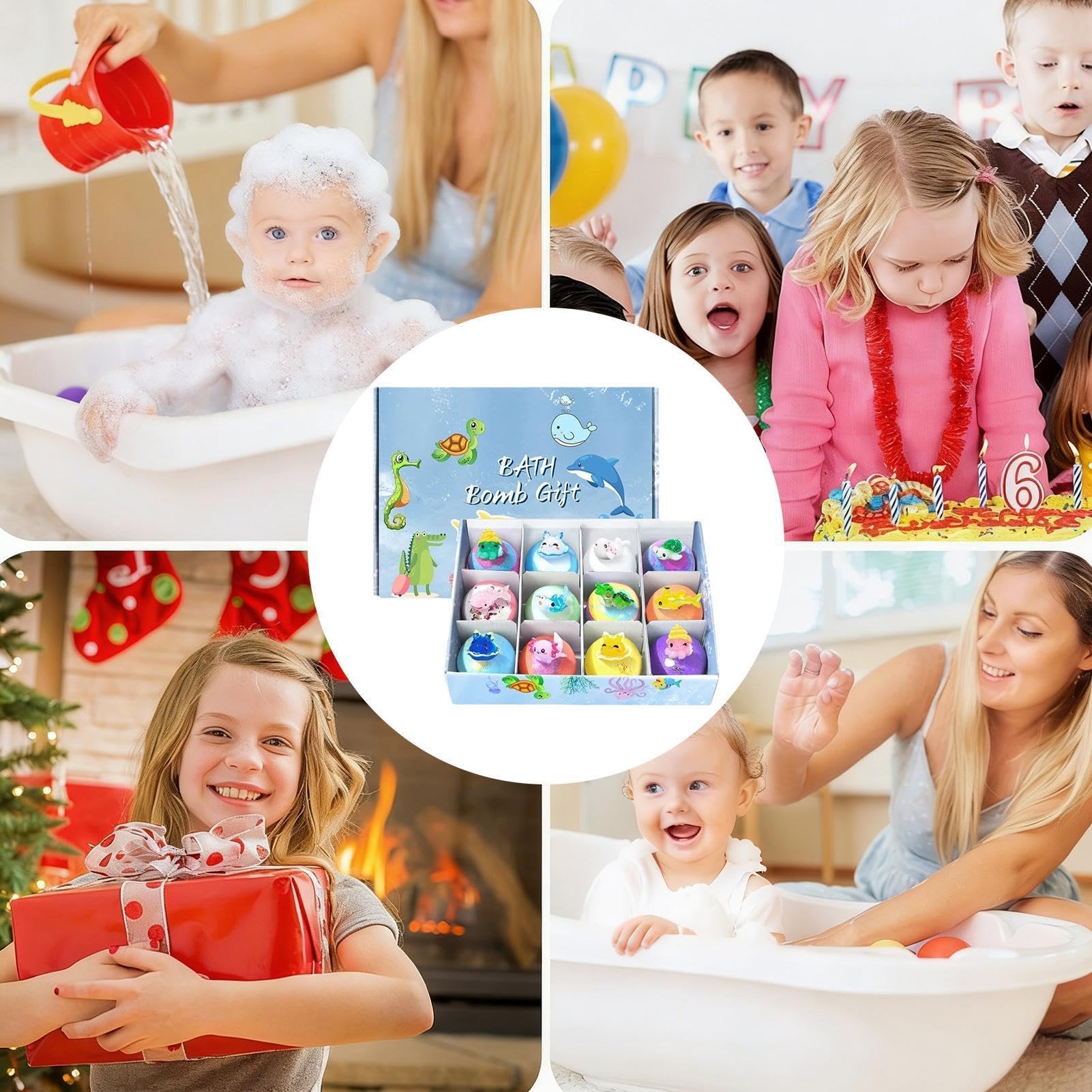 Baños de Burbujas para Niños Set Submarino de 12 Piezas con Animales | Bolas y Juguetes de Bañera para Niños para Pequeños en Piscina, Playa, Parque Acuático, Hogar y Viajes
