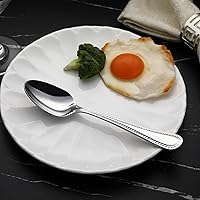 Vista 5 de Yaxa Basics Cucharas de cena de acero inoxidable aptas para lavavajillas con borde perlado, cucharadas grandes, 7.7 pulgadas, paquete de 12