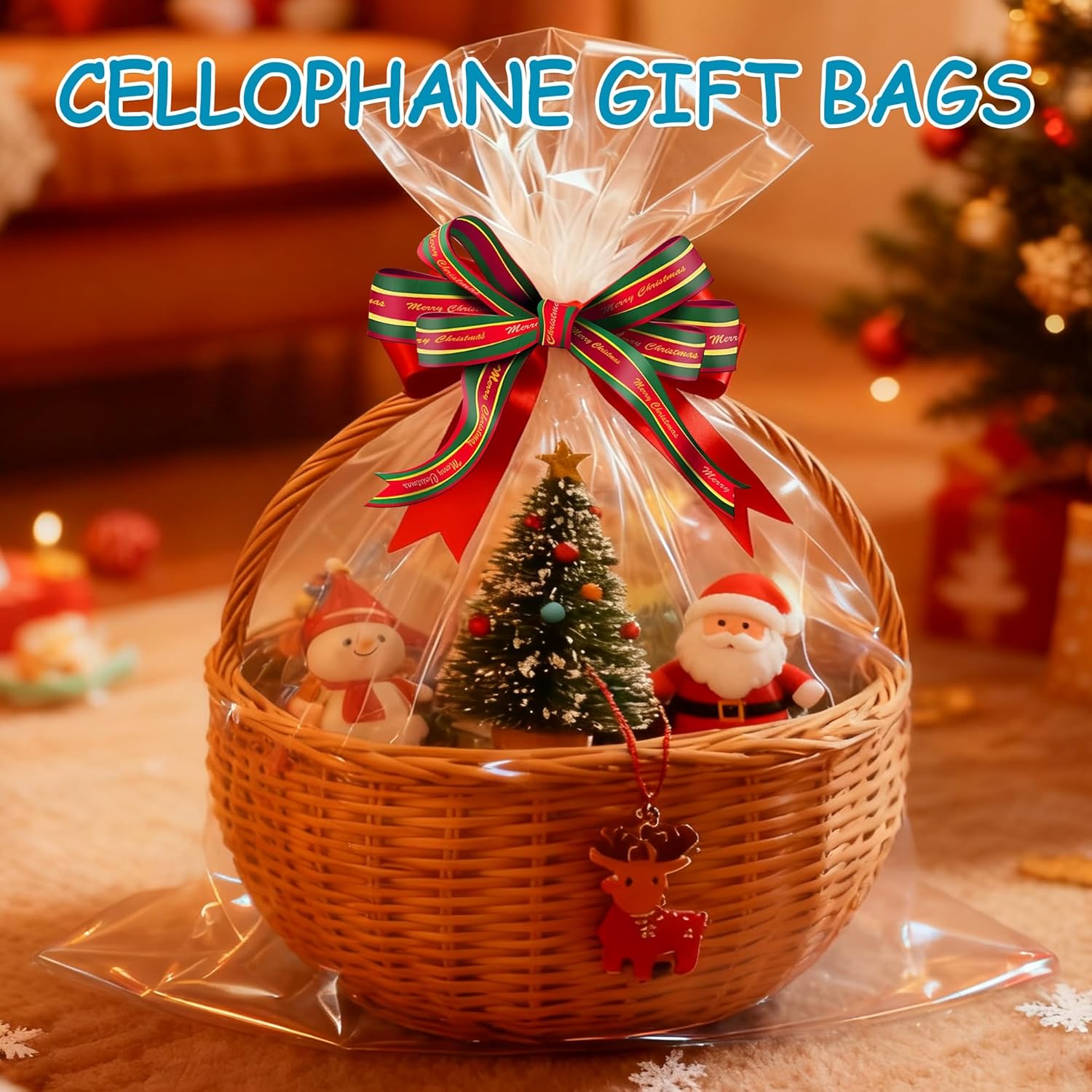 ZYLOP Extra Large Cellophane Bags for Gift Baskets 40x50 Inch - 6 Pack 2.8 Mil Thick Jumbo Clear Plastic Wrap, XL Cello Wrapping Bag, Clear Cellophane Gift Bags for Easter, Raffle Baskets, Wedding - Image 6