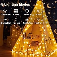 Vista 3 de echosari Cadena de luces con forma de estrella, funciona con pilas, temporizador automático, luces LED de hadas con forma de estrella de 158