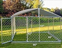 Vista 3 de Perreras grandes de metal para perros al aire libre, cubierta de techo impermeable anti-ultravioleta, jaula de acero galvanizado con puerta