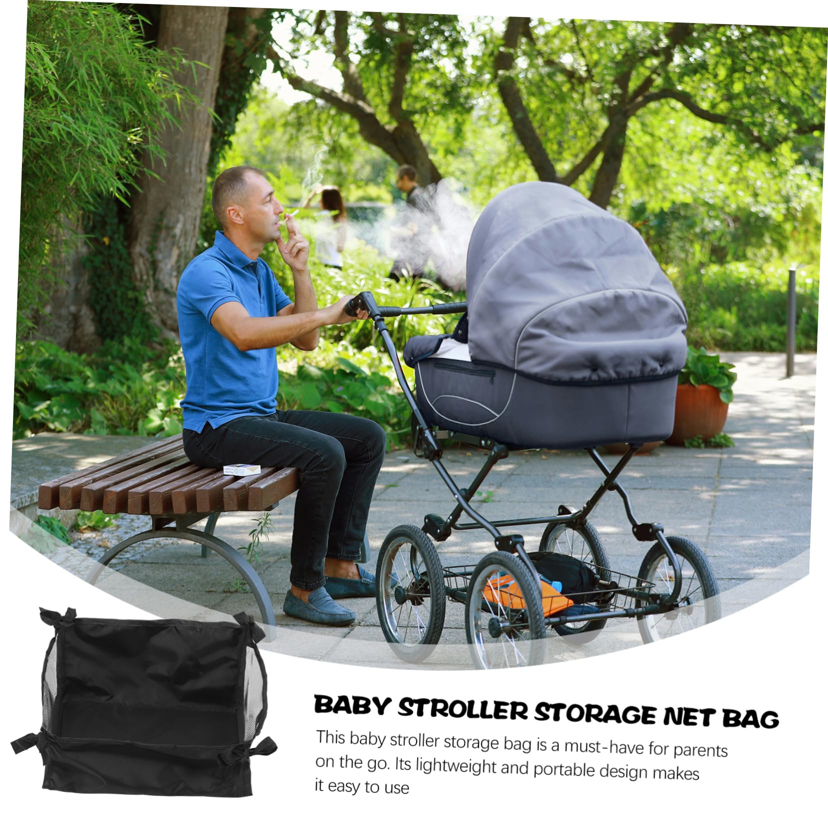 HANABASS 3 Stück Kinderwagen Organizer Tasche aus Oxford Leichter Robuster Staufachbeutel für Wickeltasche Windelhalter und Accessoires Praktische Untergestell Aufbewahrungstasche Schwarz