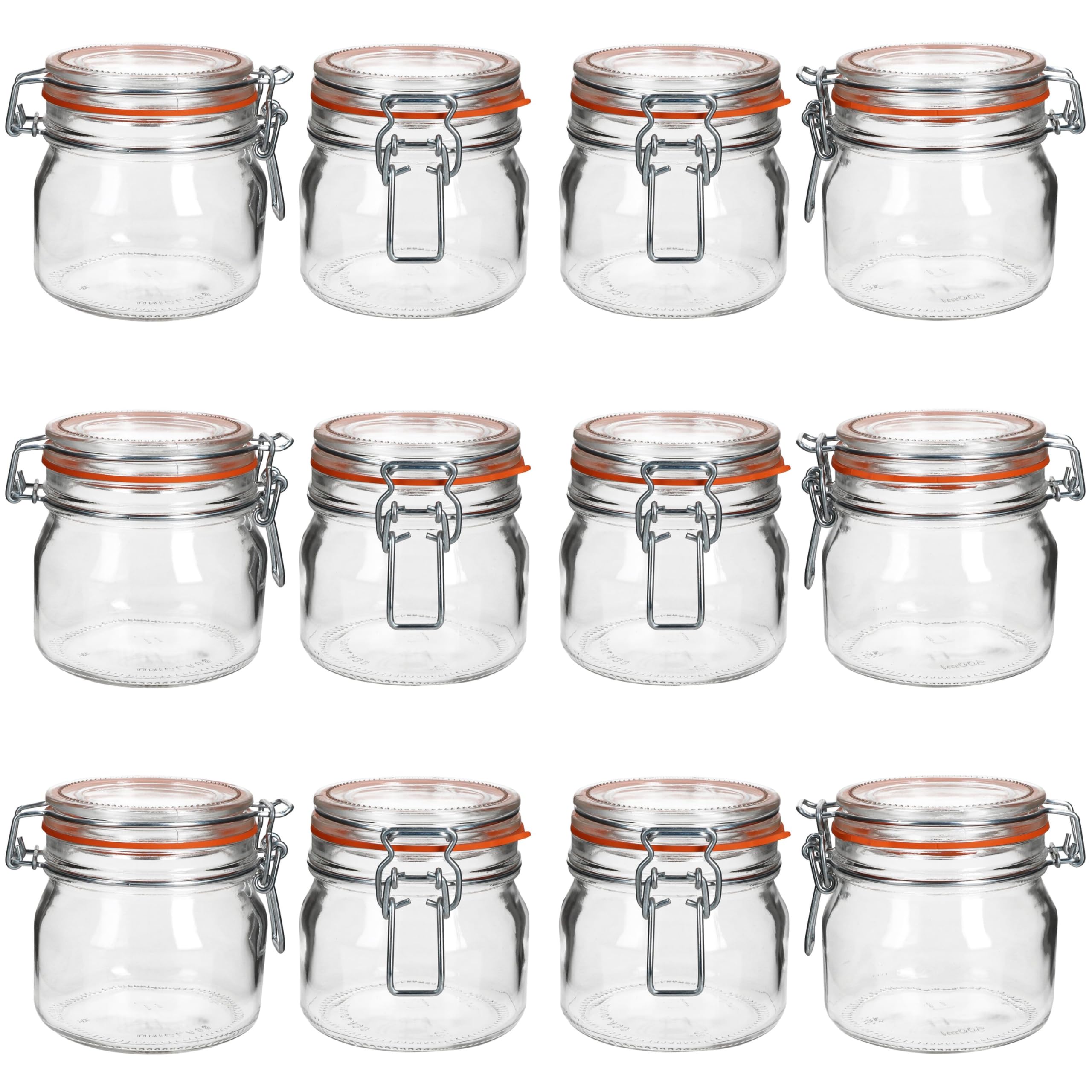 MamboCat Odin - Set di 12 barattoli per conserve con chiusura a leva, 0,5 litri, con chiusura in filo metallico e anello di tenuta, per conserve, conserve e fermentazione, ermetici