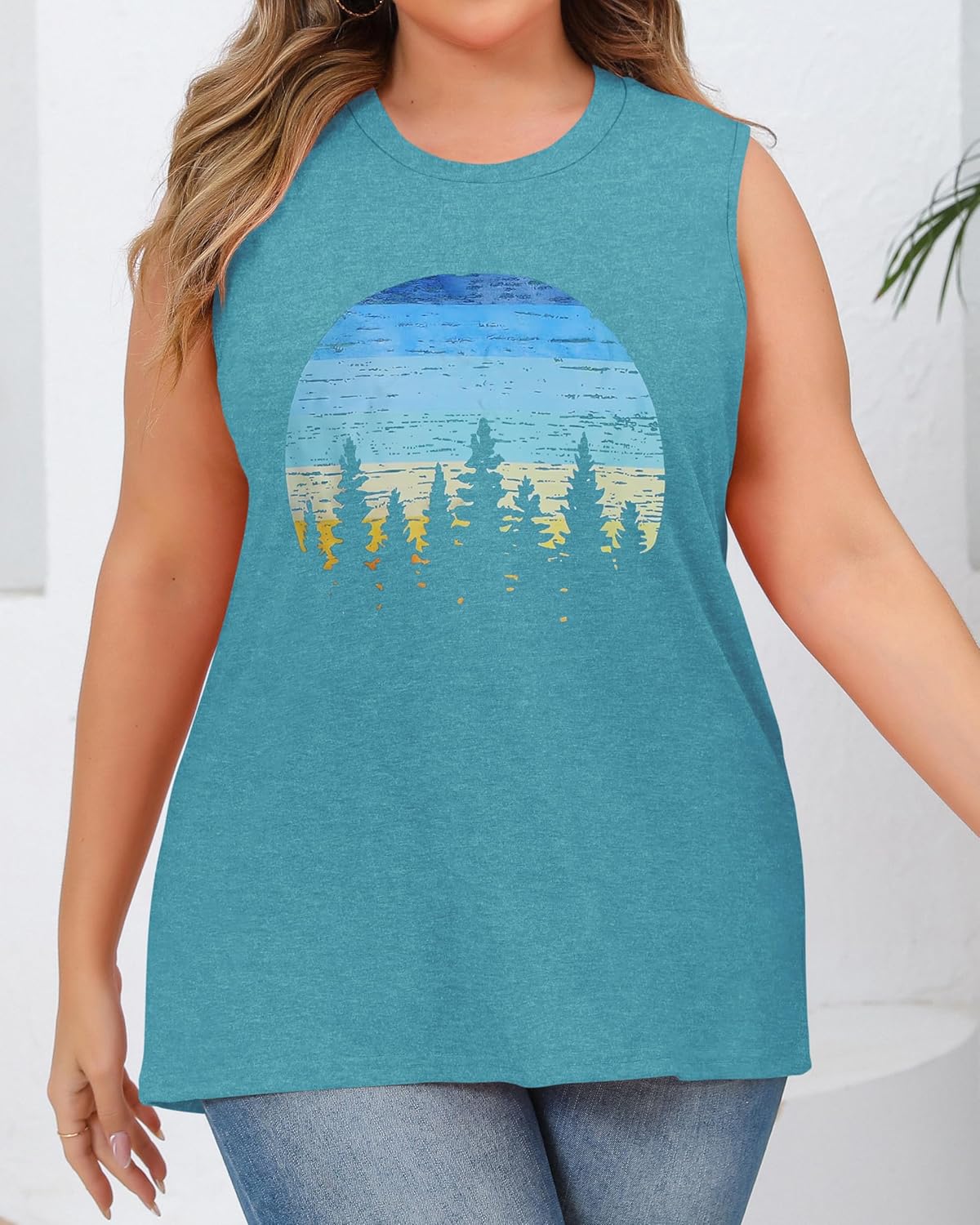 JOELLYUS Women Plus Size Tank Tops Summer Sleeveless Top Crew Neck Casual Blouse Oversized Shirts - Image 9