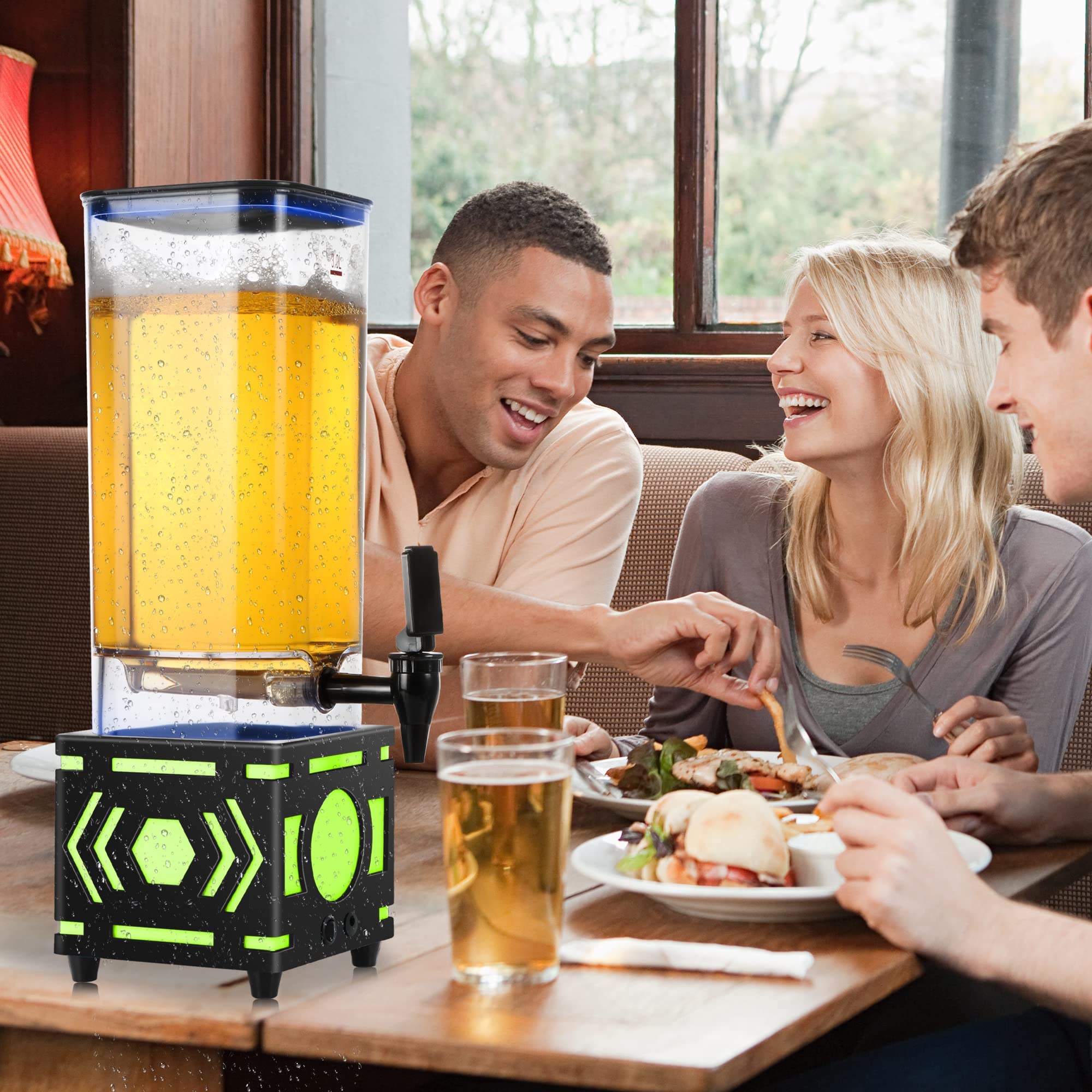 REAWOW 3L Getränkesäule – Bier-Dispenser Mit LED-Licht, Abnehmbar, Leicht Zu Reinigen – Für Partys & Hausbar