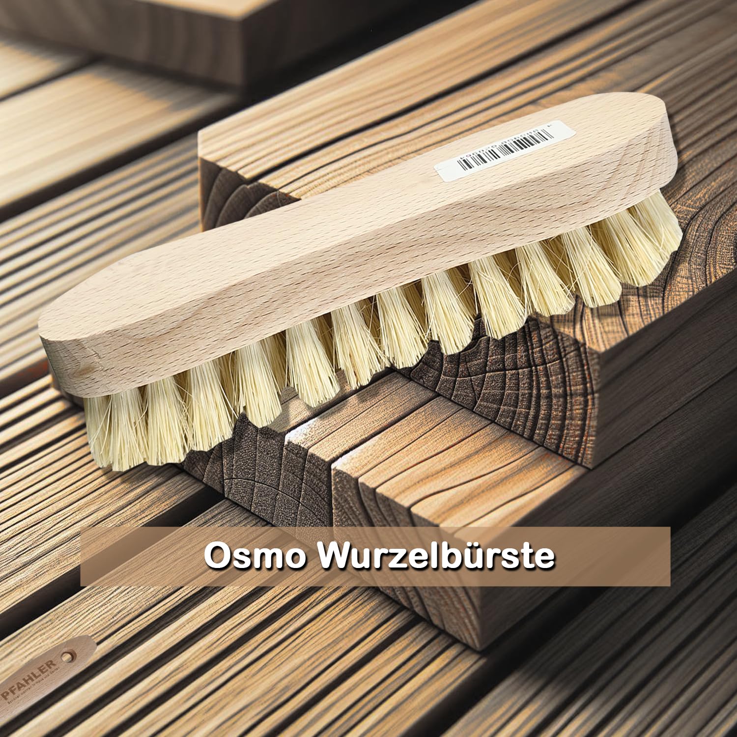 Osmo Gartenmöbel Pflegeset Holz-Entgrauer 500 ml Teak-Öl 007 0,375 l Schleifvlies Wurzelbürste Flächenstreicher 50 mm PFAHLER-Pinsel