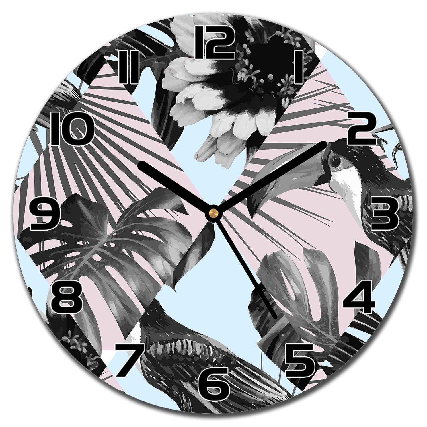 Horloge en verre Patchworktoucan à impression haute définition 30cm