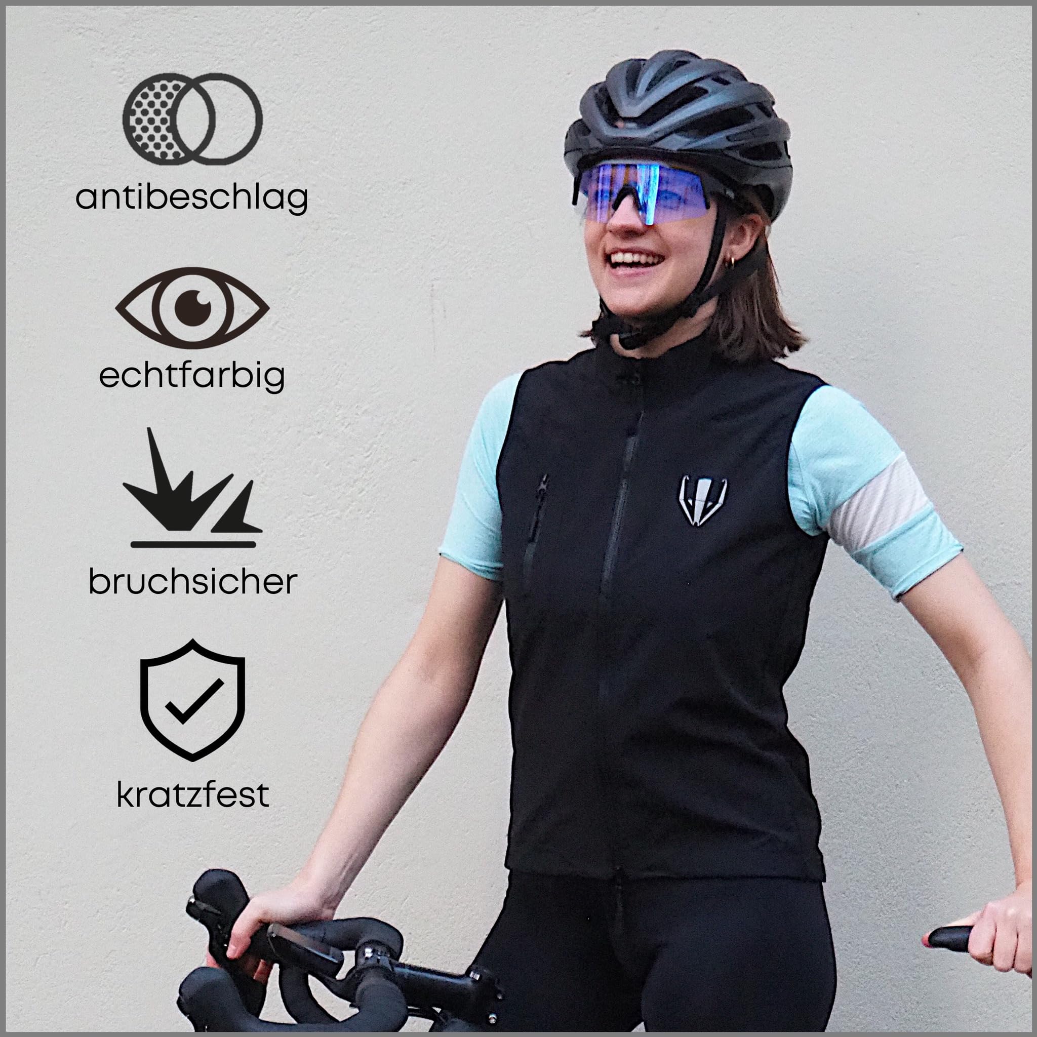 DACHS Photochromatische Sonnenbrille für Rennrad - Unisex UV400 Selbsttönende Fahrradbrille – Rote/Blaue Gläser