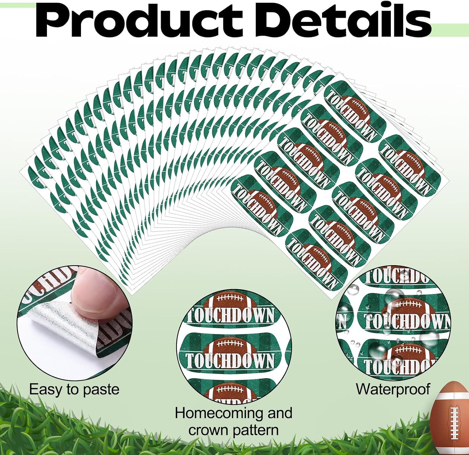 150 Pairs Homecoming Football Eyeblack Stickers Touch Down Glitter Eyeblack