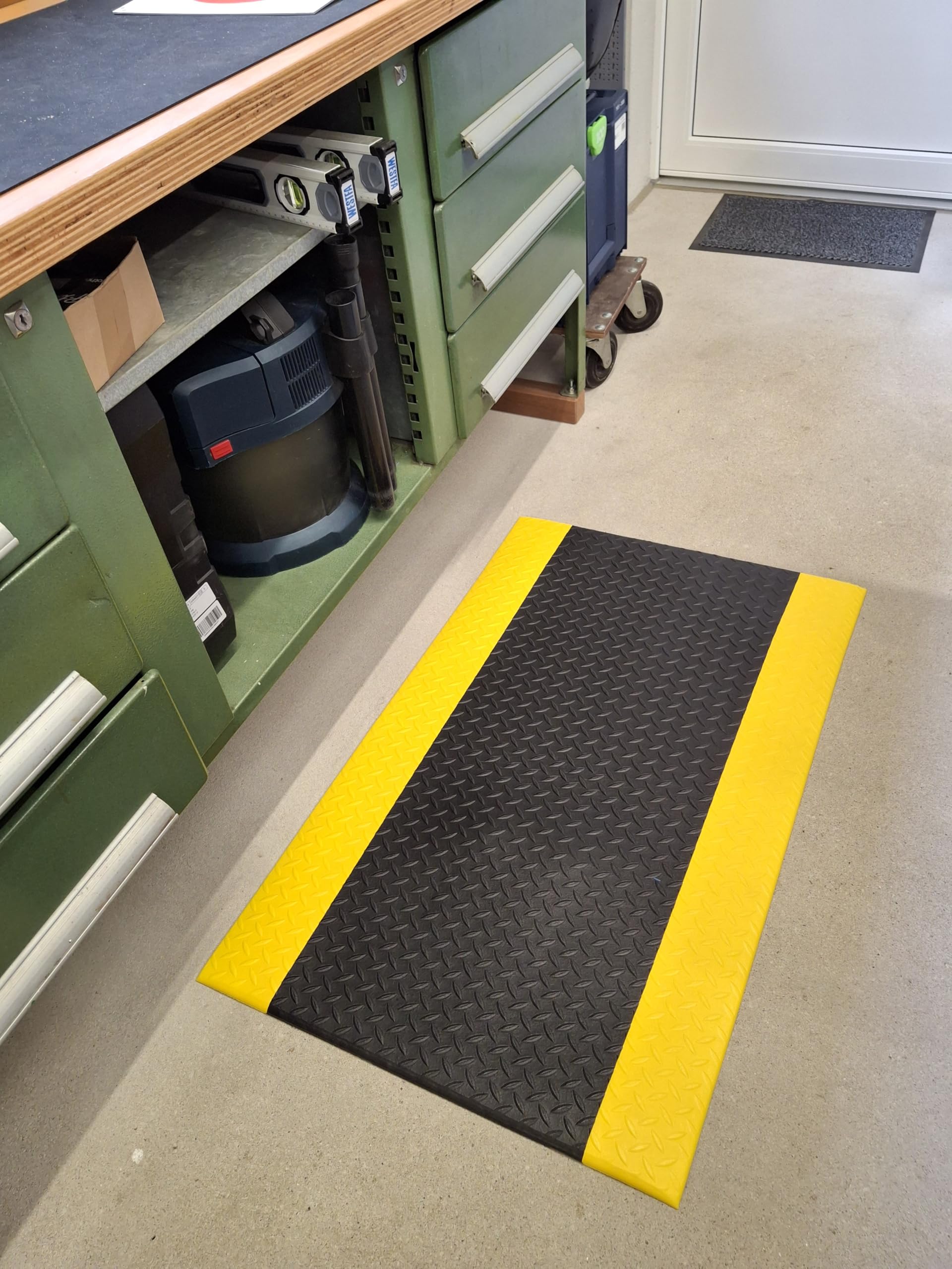 Anti-Ermüdungsmatte Meterware 2 Breiten mittlere Belastung (schwarz/gelb, ca. 90 x 200 cm)