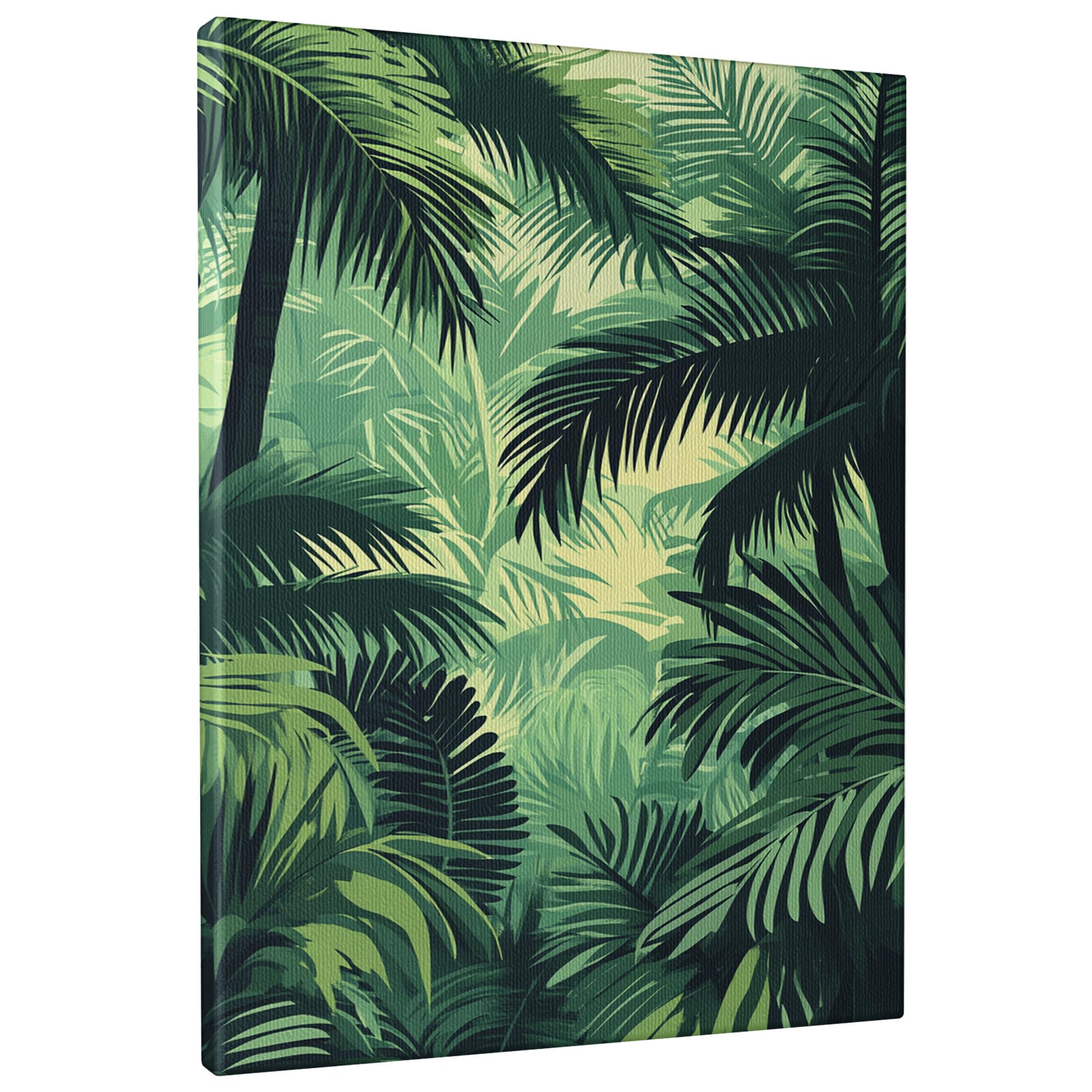 Tropical Jungle Canvas Wall Art, Green Leafy Palms Print, Nature Wall Decor for Living Room, Bedroom, Bathroom, Dorm, Unframed 12x16 Inch