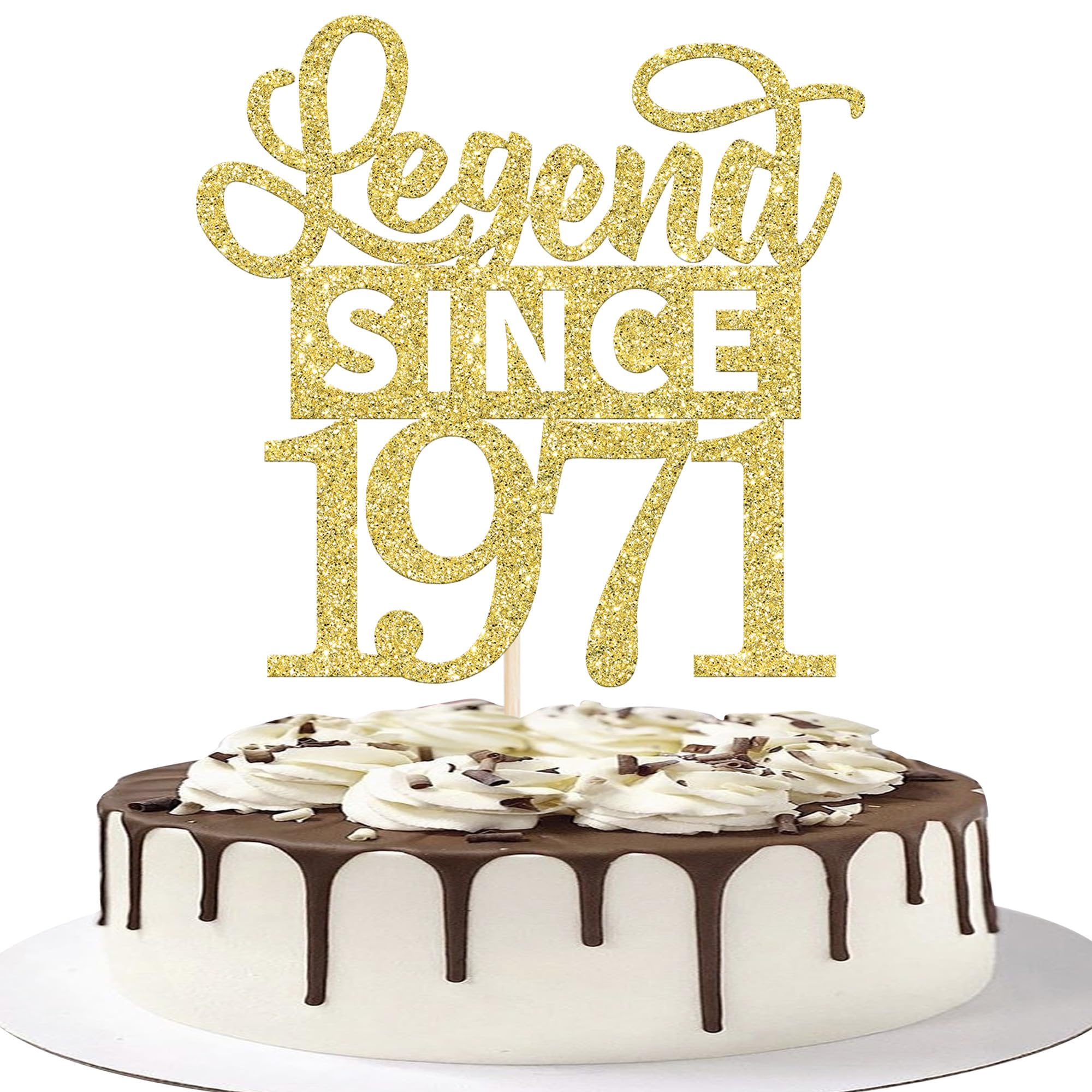 1 Stück Aufschrift "Legend Since 1971" Tortendeko Glitter Alles Gute zum Geburtstag 55. Kuchen Deko für 55 Fabulous Prost auf 55th Jahrestag Party Kuchen Dekorationen Gold