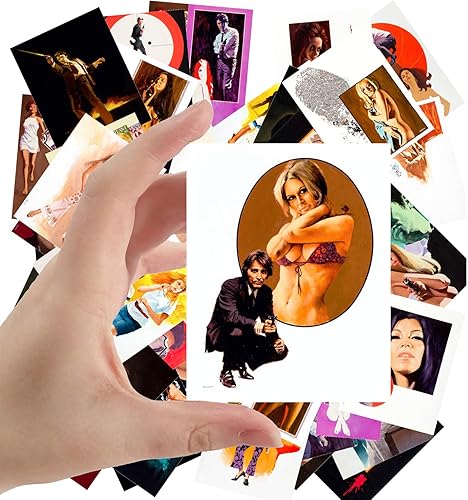 Calcomanías grandes (24 piezas de 2.5 x 3.5 pulgadas) Giallo Slasher WIP Vintage Trash Pósters de películas de terror