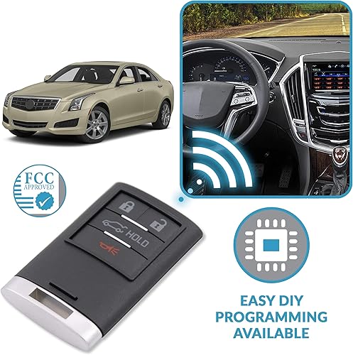 Miniatura 5 de Keyless2Go Reemplazo para llave inteligente de proximidad de 4 botones para Cadillac NBG009768T 2856929