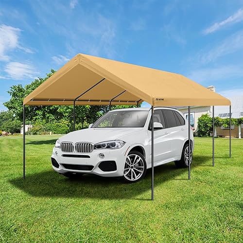 Miniatura 6 de OUTFINE Toldo resistente para cochera de 12 x 20 pies, con paredes laterales extraíbles y ventanas ventiladas enrollables, 12 estacas para tienda de