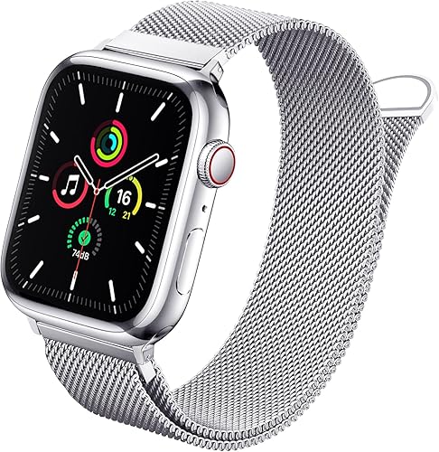 Pippia Correa milanesa con cierre magnético compatible con Apple Watch Band de 1.496 pulgadas, 1.575 pulgadas, 1.614 pulgadas, 1.654 pulgadas, 1.732