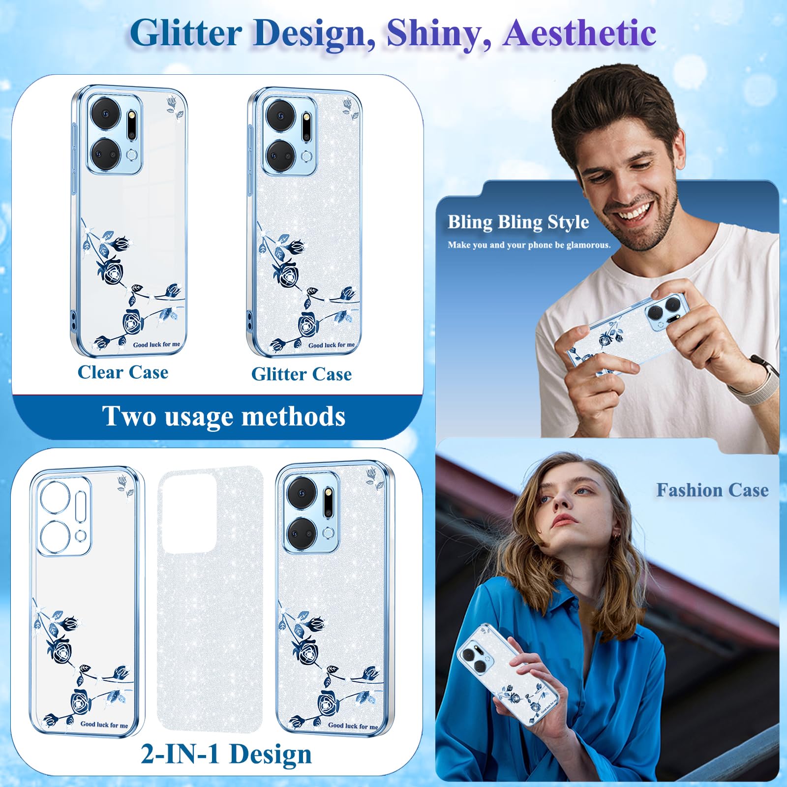 Fundas Básicas Para Teléfonos Apple 2 En 1 De Color Azul Transparente Y