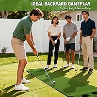 Vista 2 de Wekin Alfombra de práctica de golf para interiores con 2 putters, 2 bolas, 12 cubiertas de hoyo, tapete de entrenamiento de golf para juego