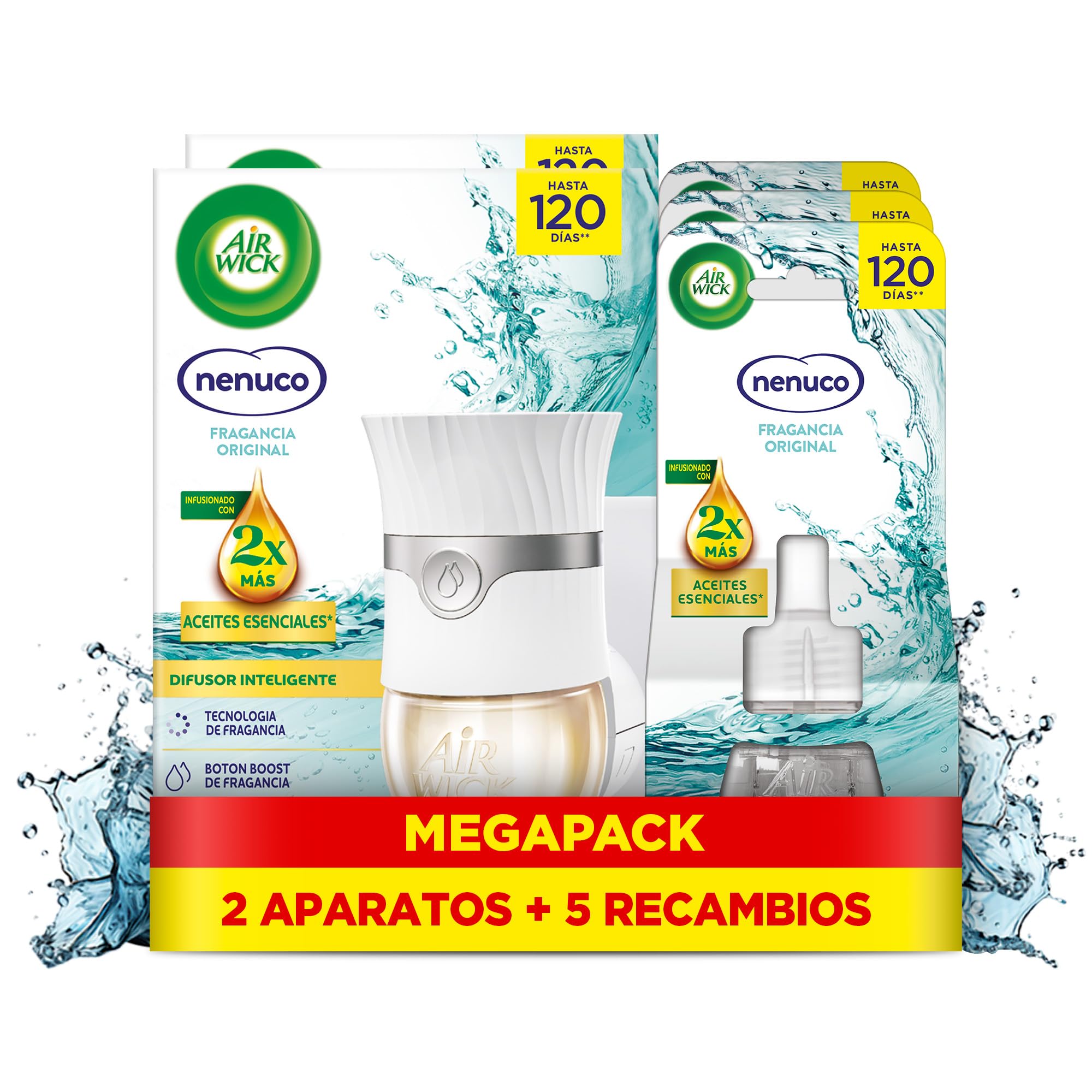 Air Wick Eléctrico Aparato y recambio de ambientador automático eléctrico, con aroma a Nenuco - 2 Aparato + 5 Recambios