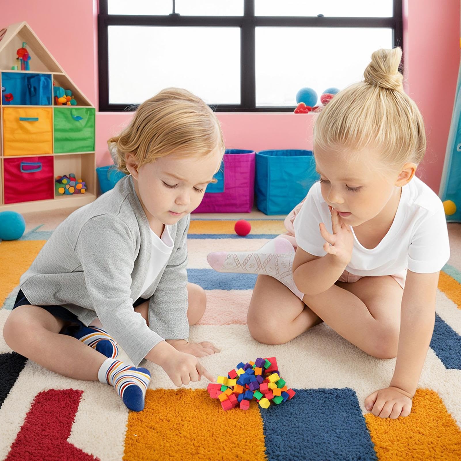 Kostki do Liczenia | Miękkie Tęczowe Liczniki Matematyczne Kostki | Edukacyjne Zabawki do Sortowania dla Klasy Domowego Przedszkola i Zajęć w Szkole