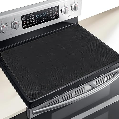 Paquete de 2 tapetes resistentes al calor  Cubiertas superiores de estufa de 28 x 20 pulgadas para estufa eléctrica, tapete de encimera de 15 x 18