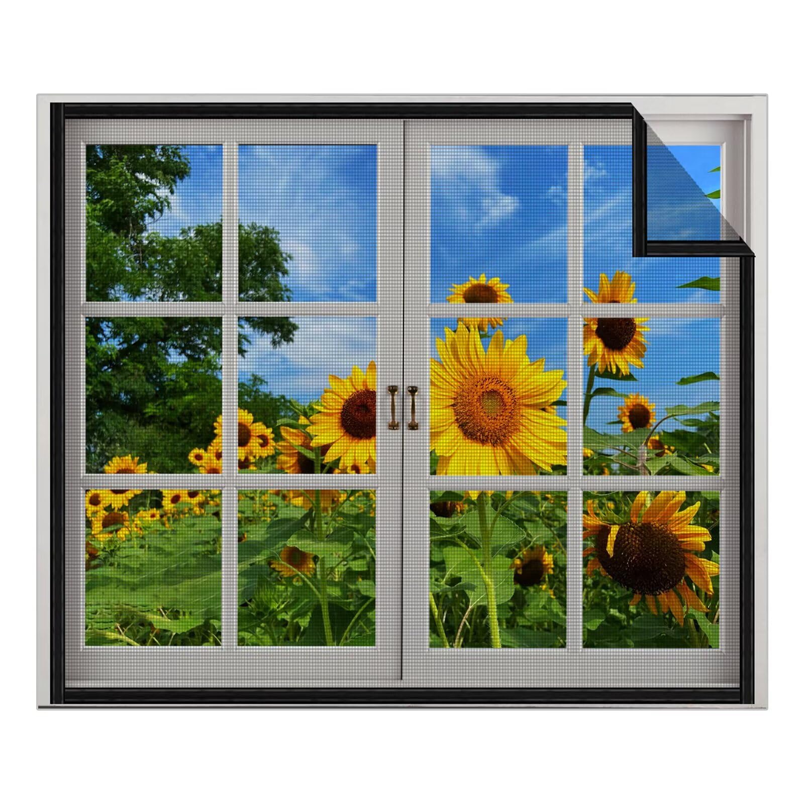 Moustiquaire porte 115x165cm noir grillage coupable toile ecran fenetre sur mesure